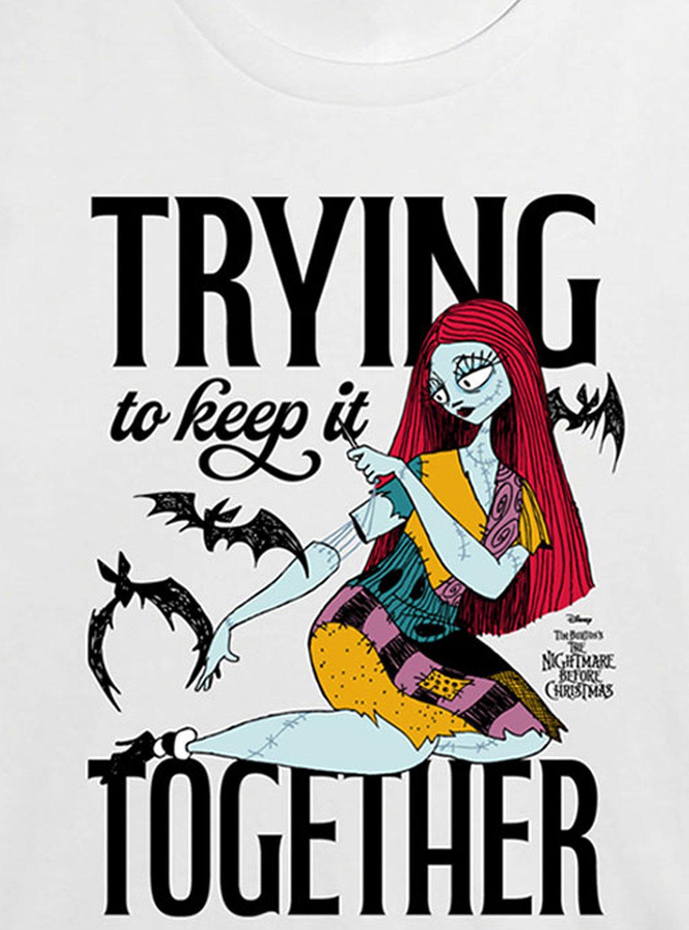 The Nightmare Before Christmas Sally Trying To Keep It Together Womens Crop T-Shirt, WHITE, alternate - view 2