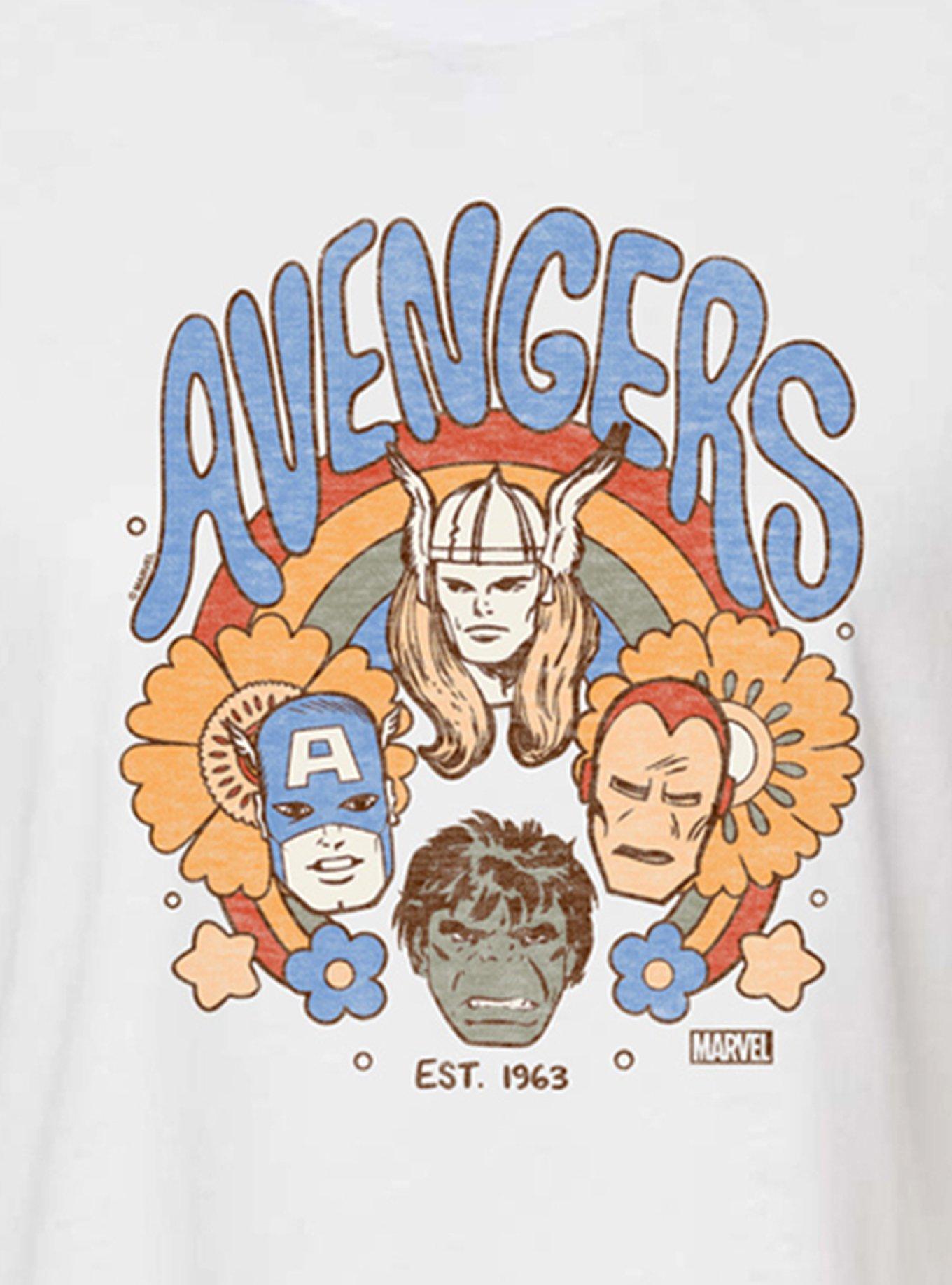 Marvel Avengers Floral Womens Crop T-Shirt, WHITE, alternate - view 2