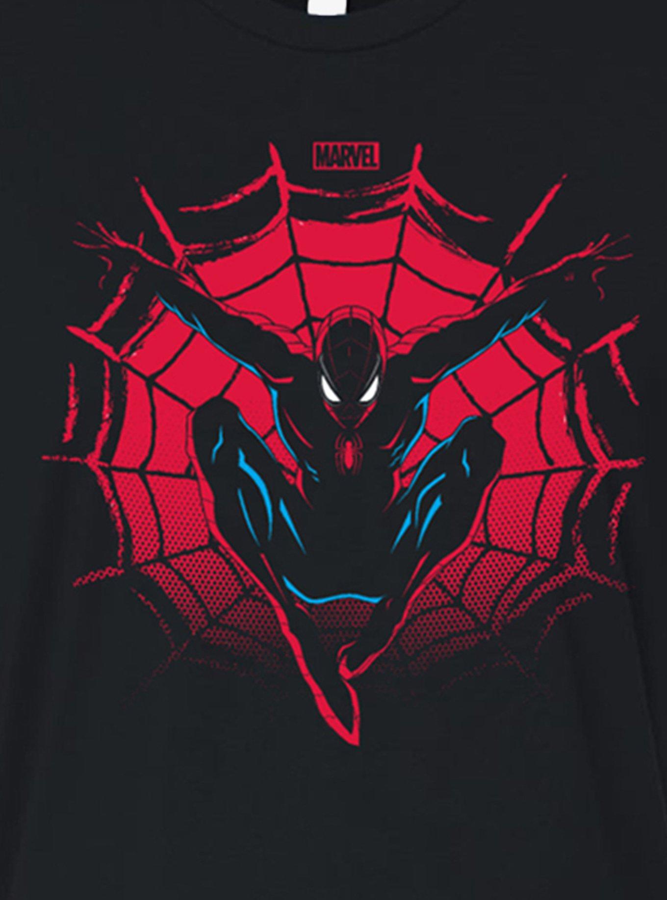 Marvel Spiderman Silhouette Womens Crop T-Shirt, BLACK, alternate - view 2