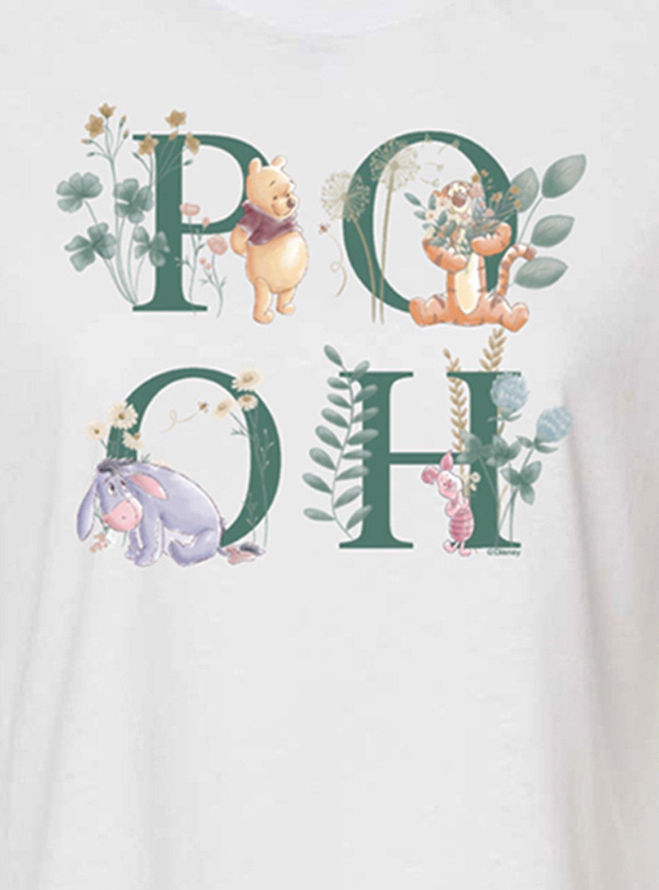 Disney Winnie The Pooh Flowers Womens Crop T-Shirt, WHITE, alternate - view 2