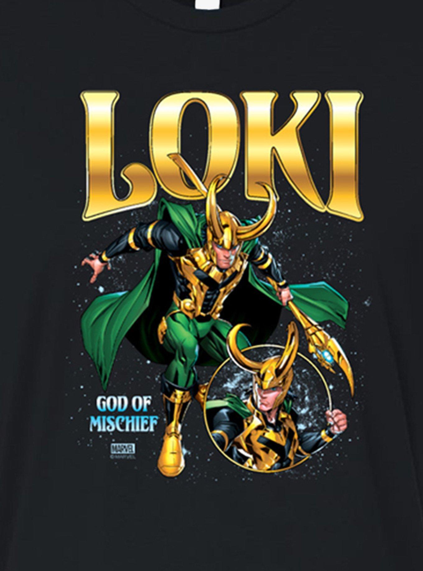 Marvel Loki God of Mischief Womens Crop T-Shirt, BLACK, alternate - view 2