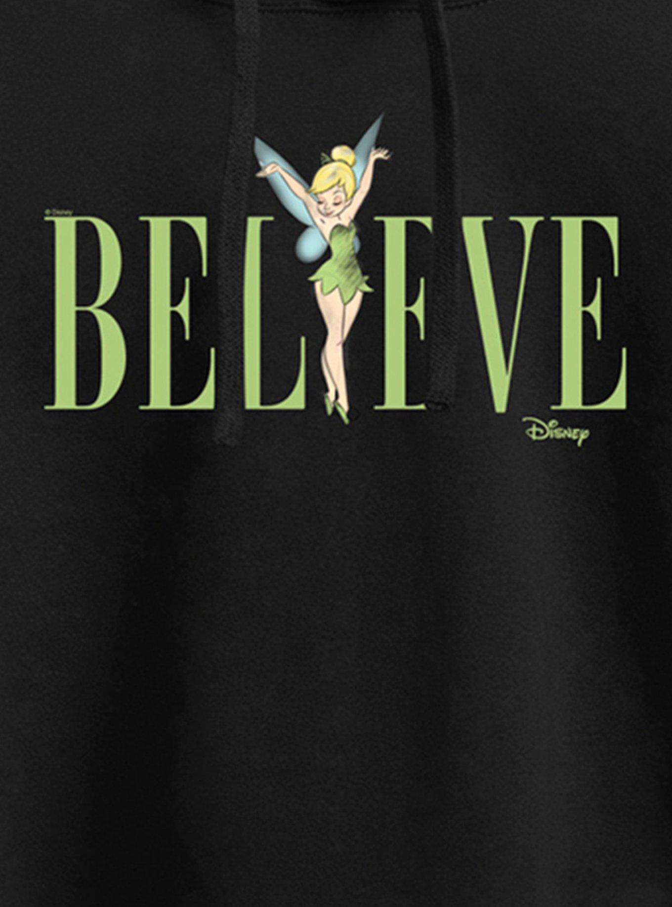 Disney Tinker Bell Believe Womens Crop Hoodie, BLACK, alternate - view 2