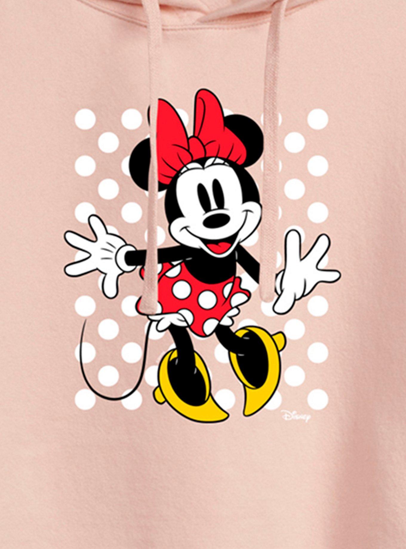 Disney Minnie Mouse With Dots Womens Crop Hoodie, BLUSH, alternate - view 2