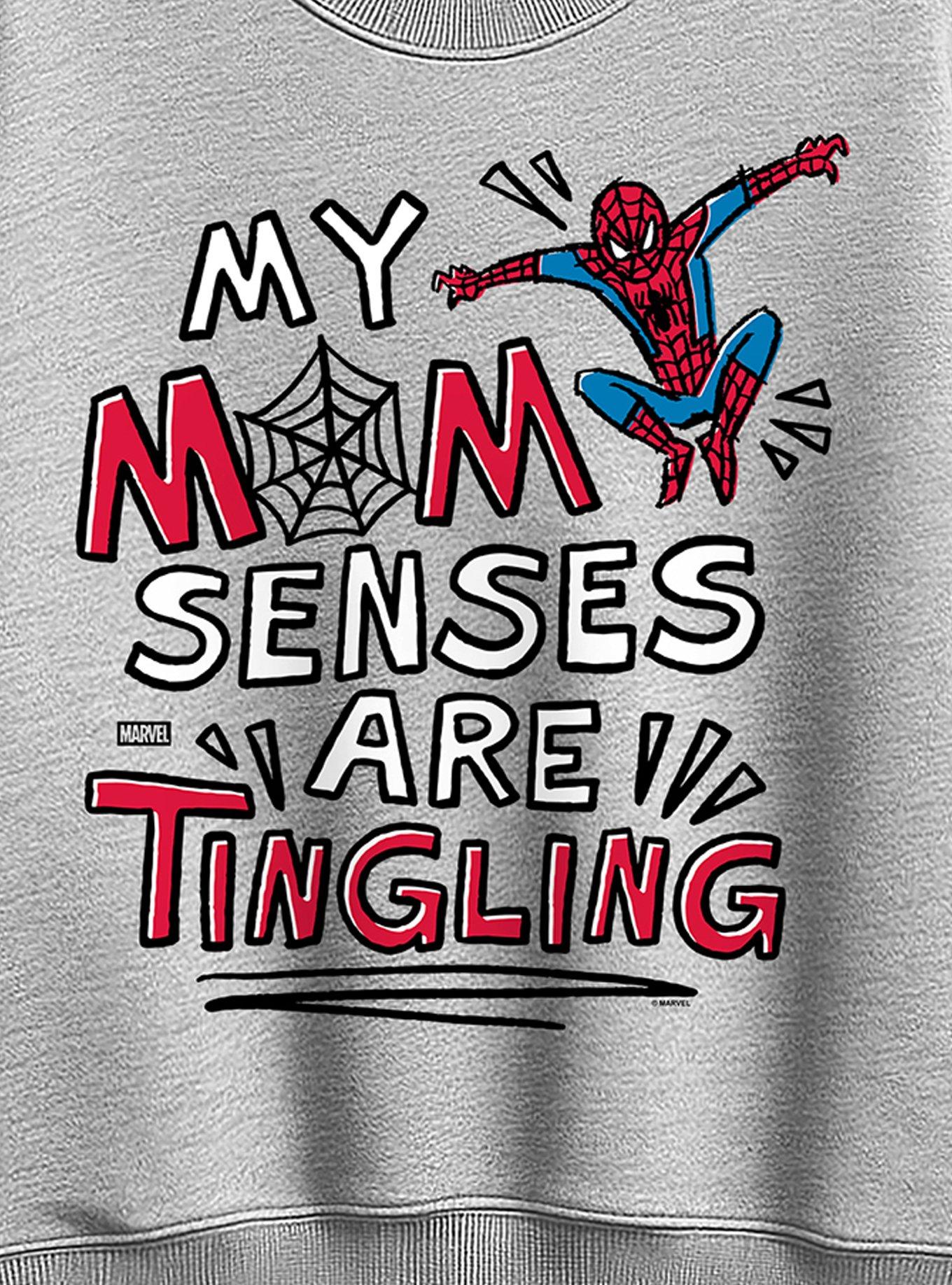 Marvel Spider-Man Mom Senses Tingling Womens Oversized Sweatshirt, ATHLETIC HEATHER, alternate - view 2