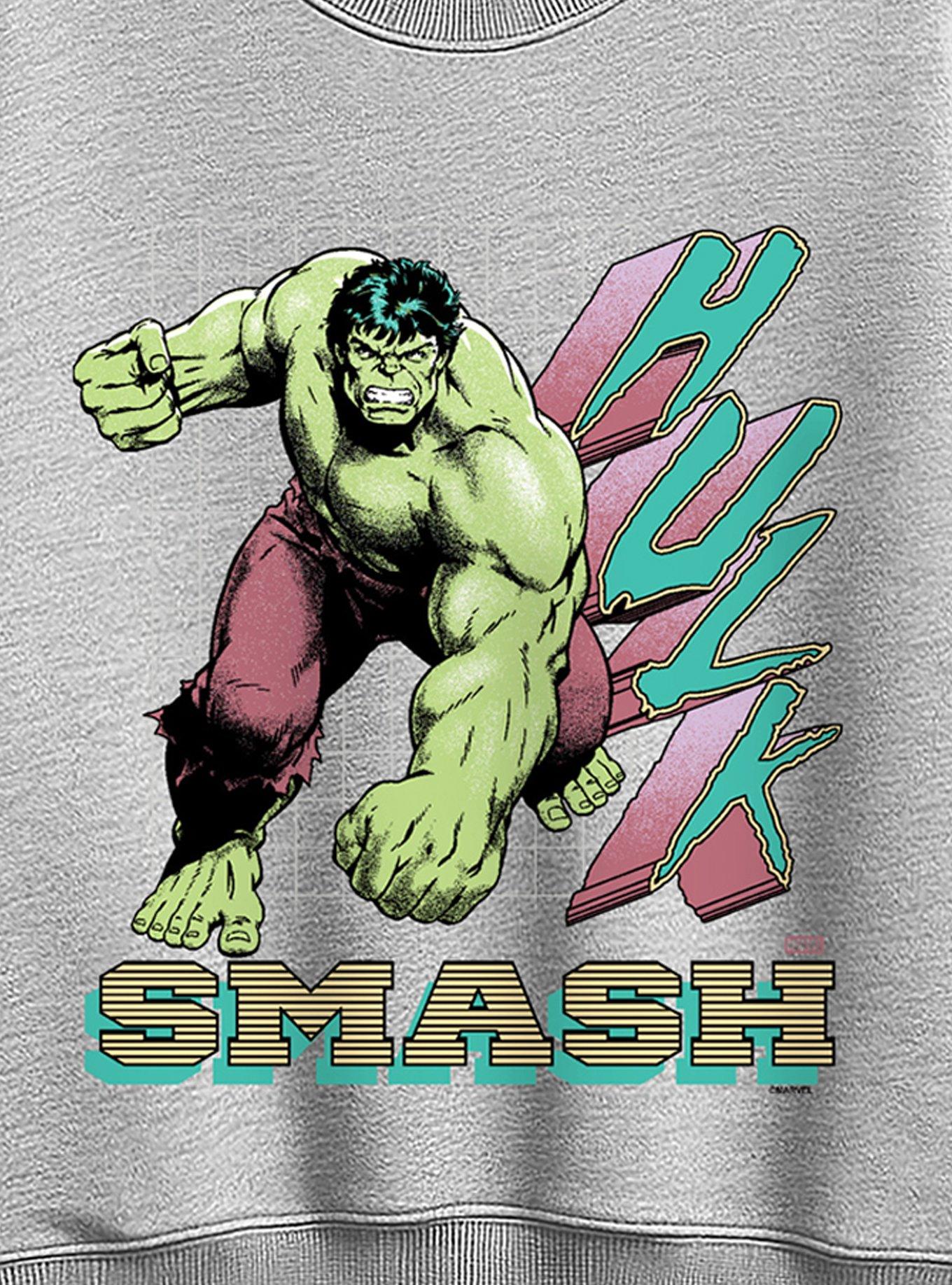 Marvel Hulk Vintage Womens Oversized Sweatshirt, ATHLETIC HEATHER, alternate - view 2