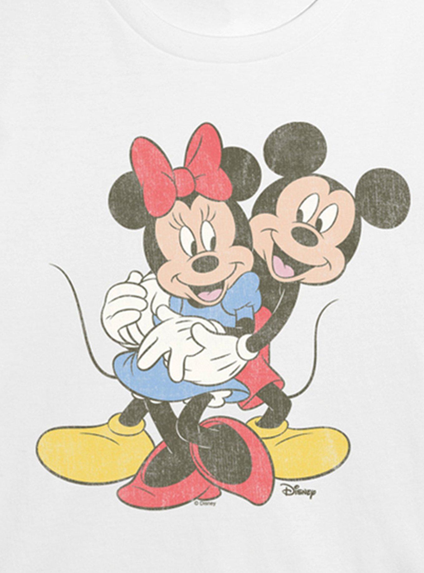 Disney Disney Mickey Minnie Hug Womens Crop T-Shirt, WHITE, alternate - view 2