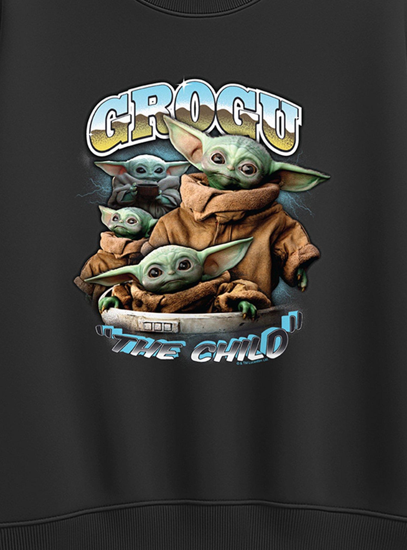 Star Wars The Mandalorian Grogu The Child Womens Oversized Sweatshirt, BLACK, alternate - view 2