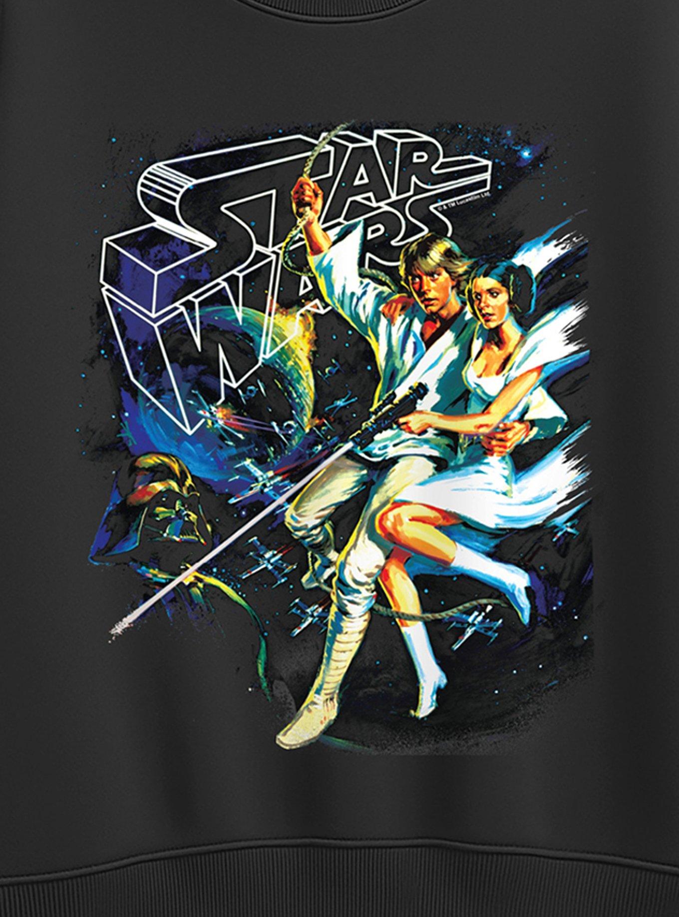 Star Wars Retro Luke and Leia Womens Oversized Sweatshirt, BLACK, alternate - view 2