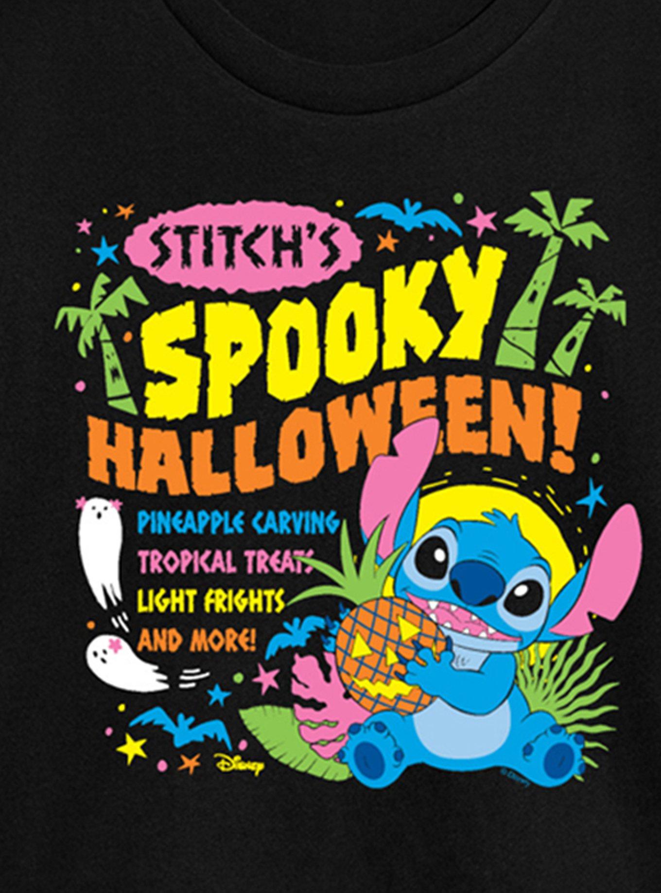 Disney Lilo and Stitch Spooky Halloween Womens Crop T-Shirt, BLACK, alternate - view 2