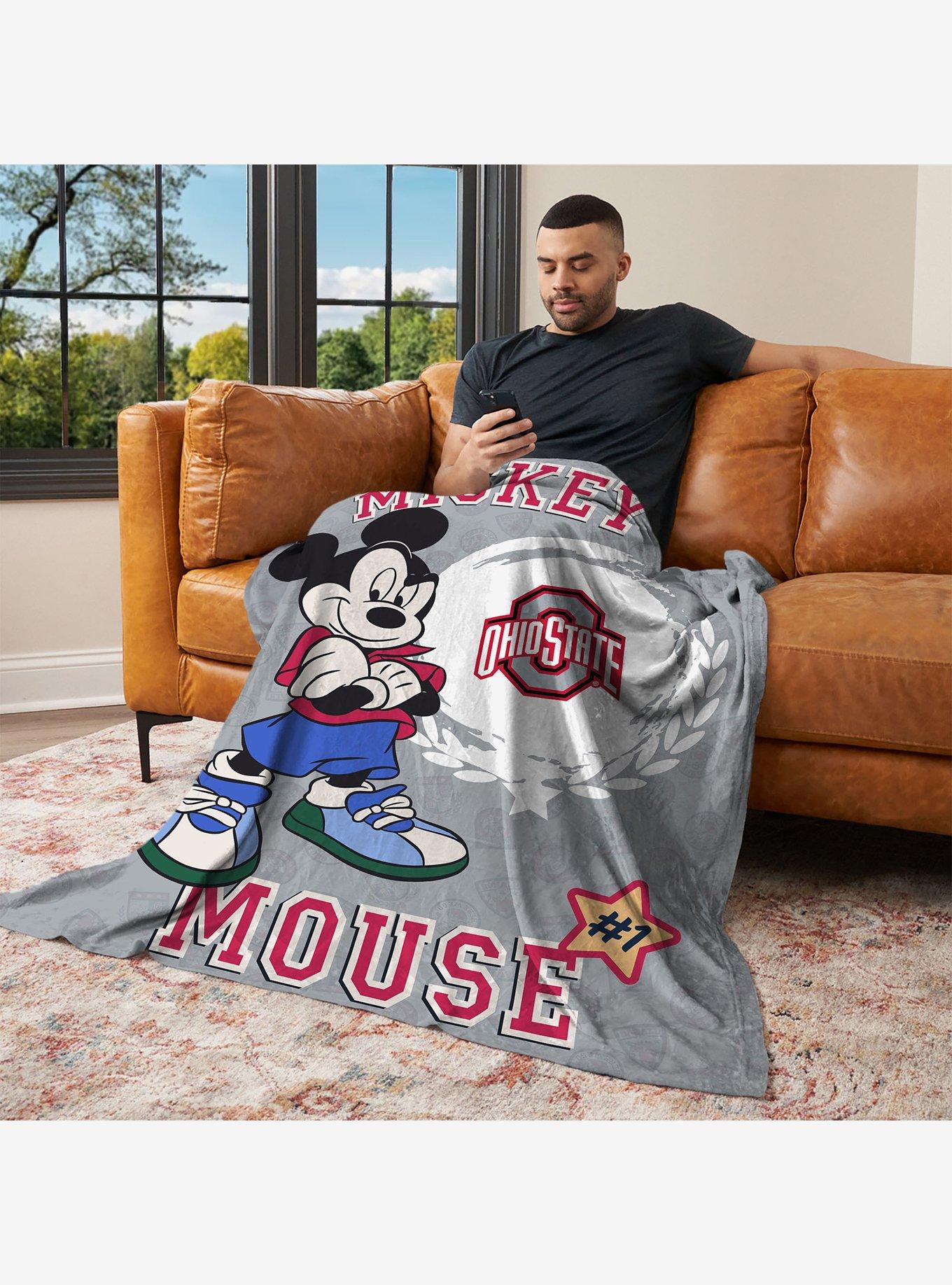 NCAA Ohio State University Disney Mickey Mouse Baller Grey Silk Touch Throw Blanket, , alternate - view 3