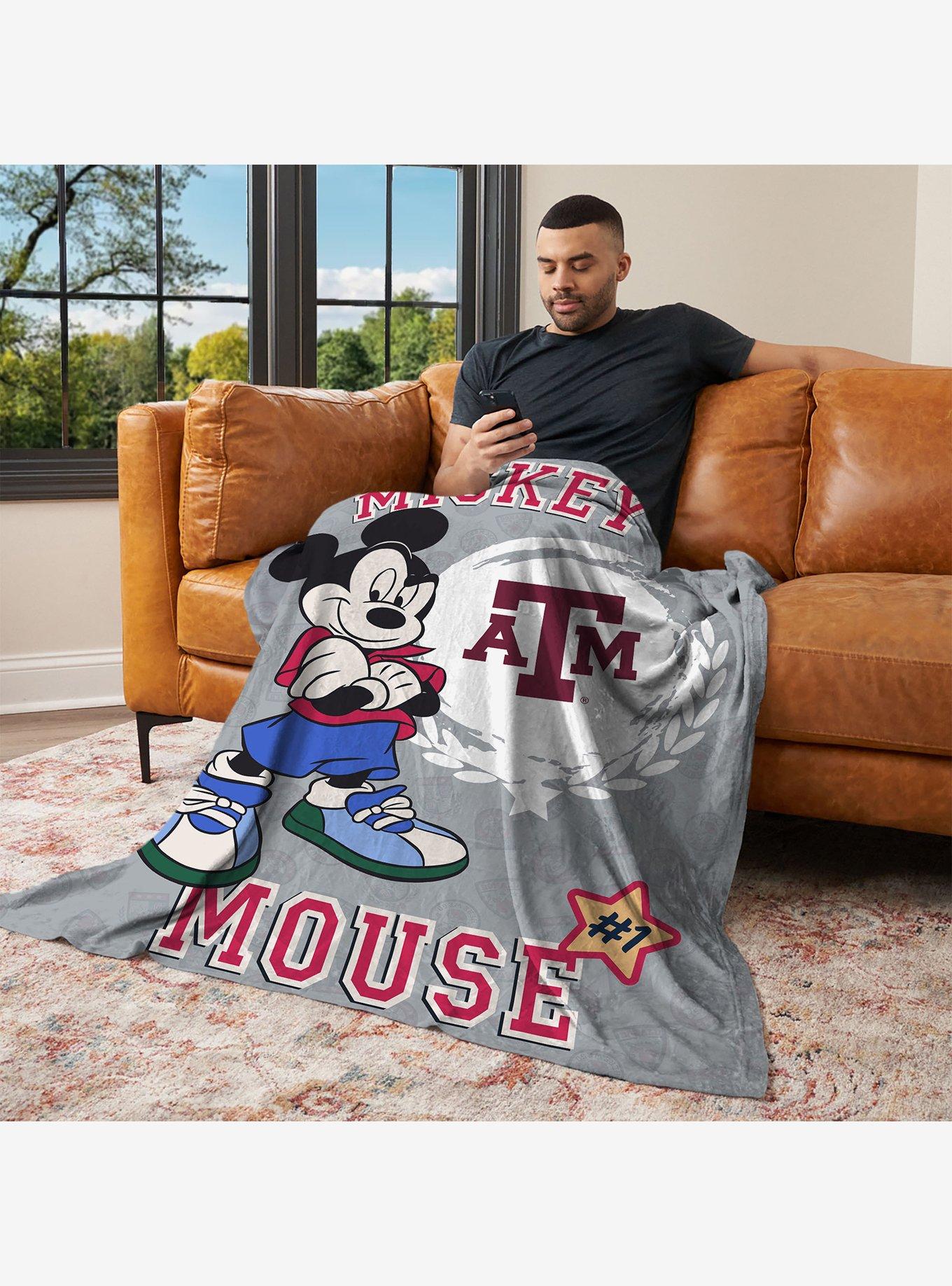 NCAA Texas A&M University Disney Mickey Mouse Baller Grey Silk Touch Throw Blanket, , alternate - view 3