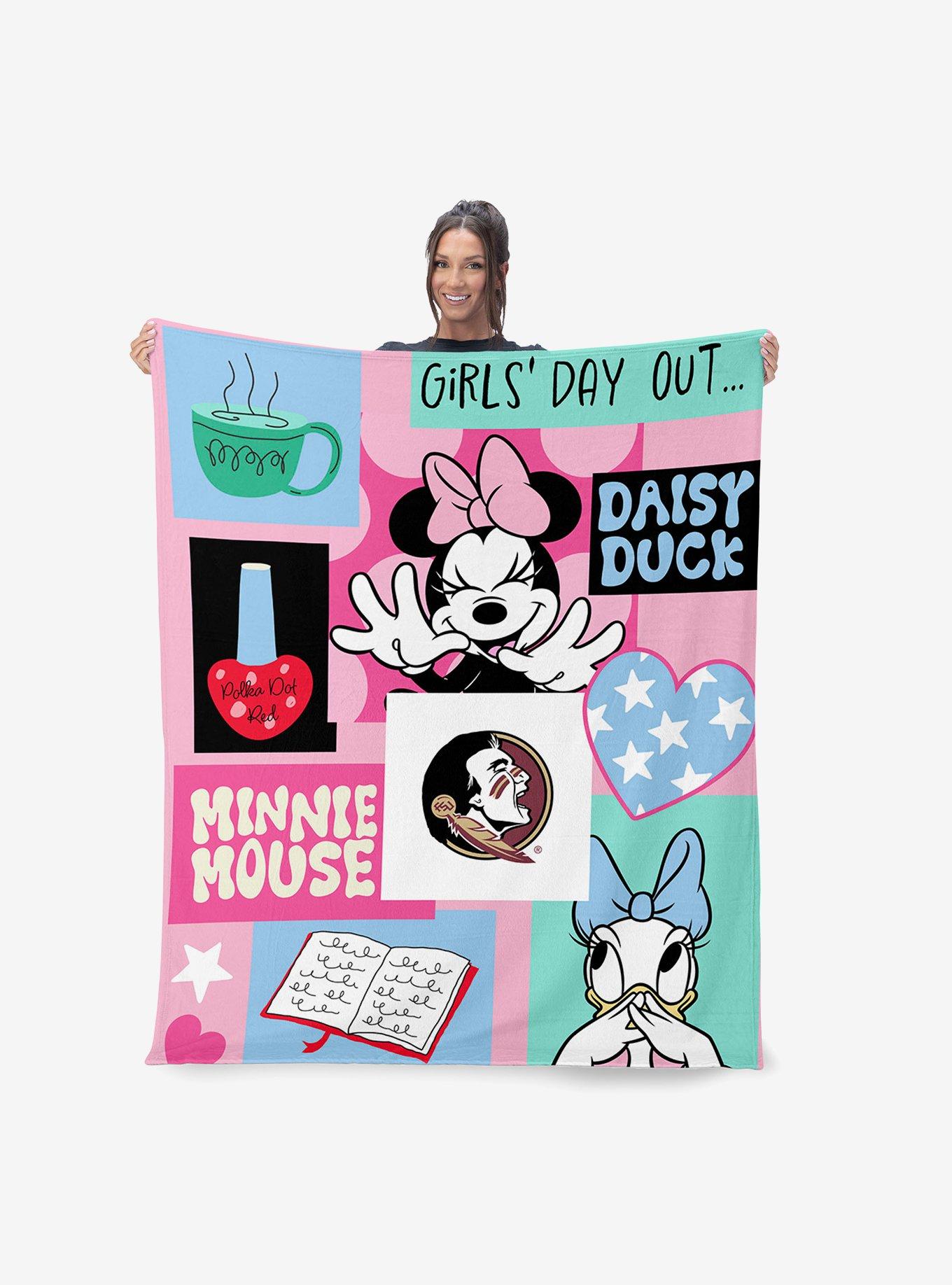 NCAA Florida State University Disney Minnie Mouse Checker Floral Pink Silk Touch Throw Blanket, , alternate - view 2