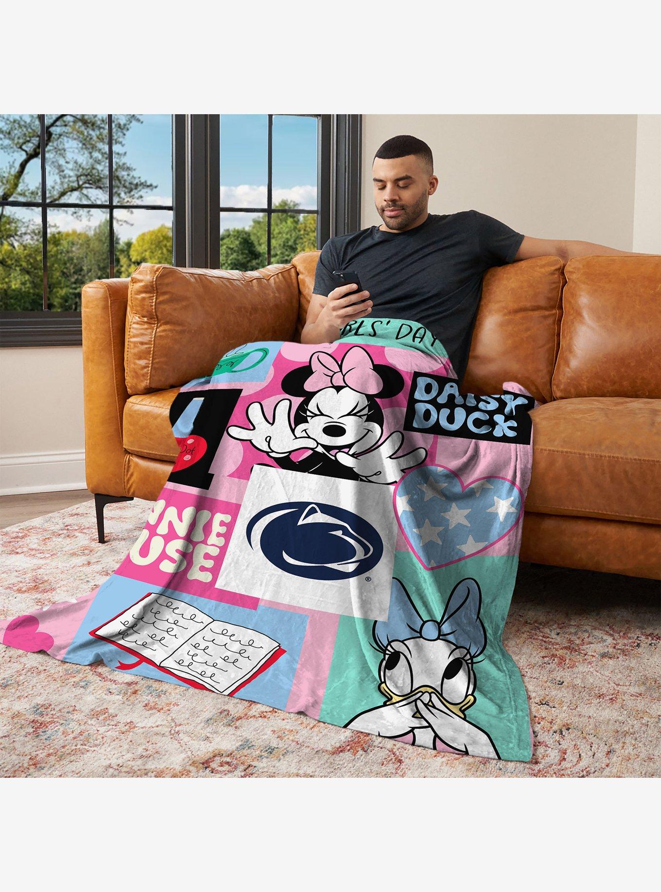 NCAA Penn State University Disney Minnie Mouse Checker Floral Pink Silk Touch Throw Blanket, , alternate - view 3