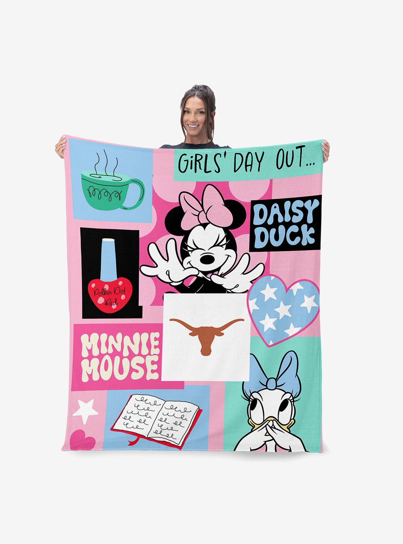 NCAA University of Texas Disney Minnie Mouse Checker Floral Pink Silk Touch Throw Blanket, , alternate - view 2