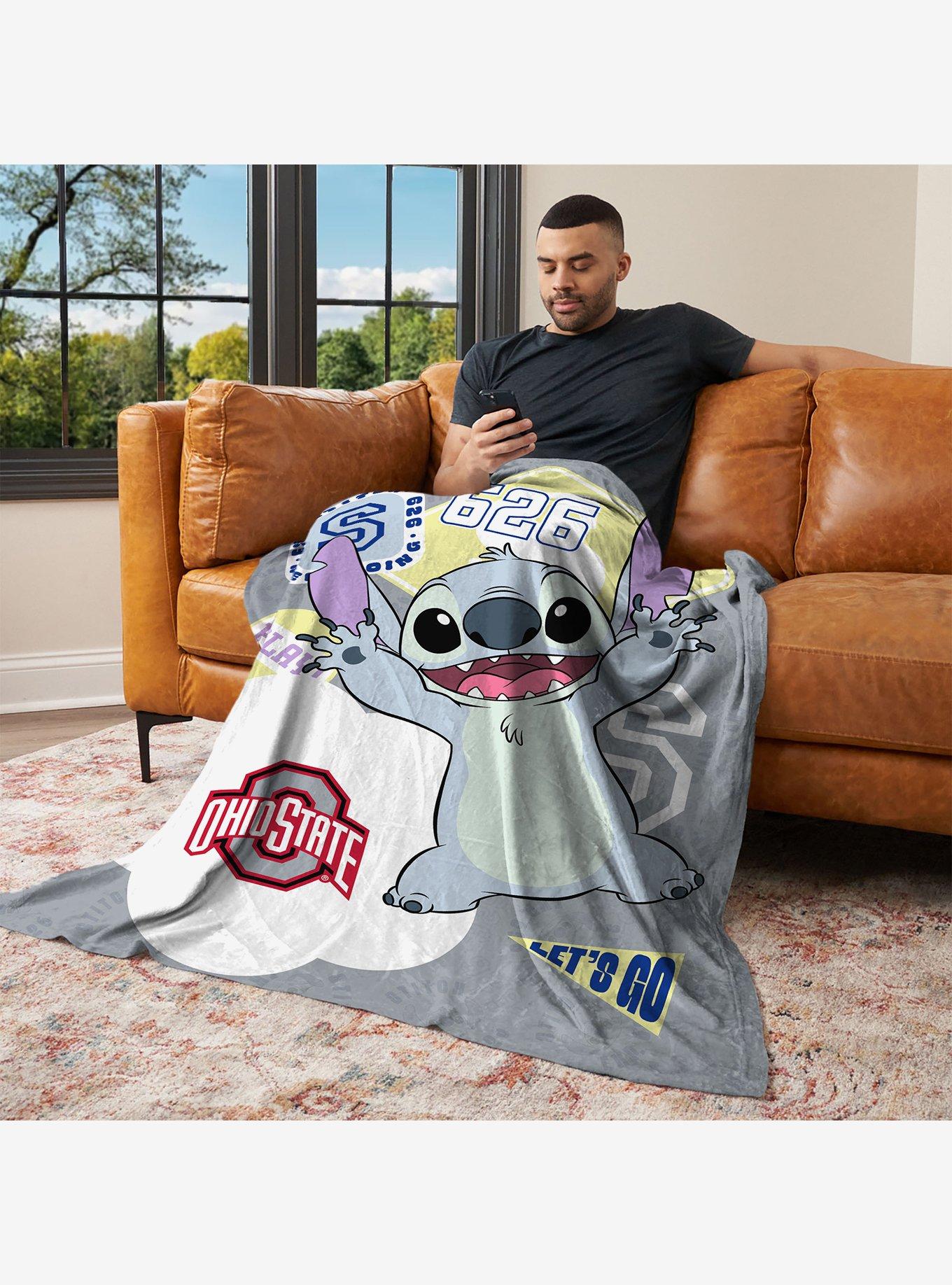 NCAA Ohio State University Disney Lilo & Stitch Stickers Grey Silk Touch Throw Blanket, , alternate - view 3