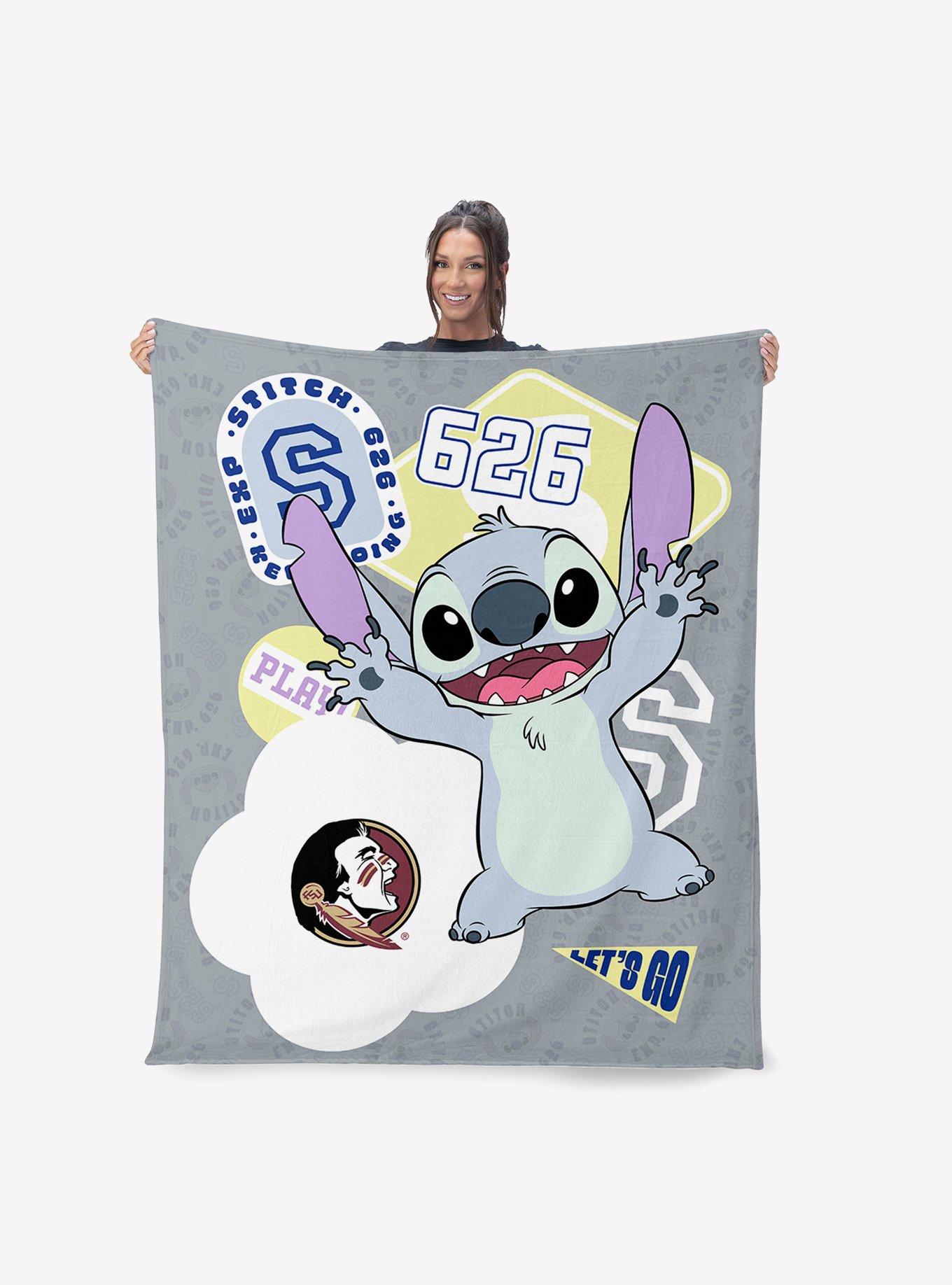 NCAA Florida State University Disney Lilo & Stitch Stickers Grey Silk Touch Throw Blanket, , alternate - view 2