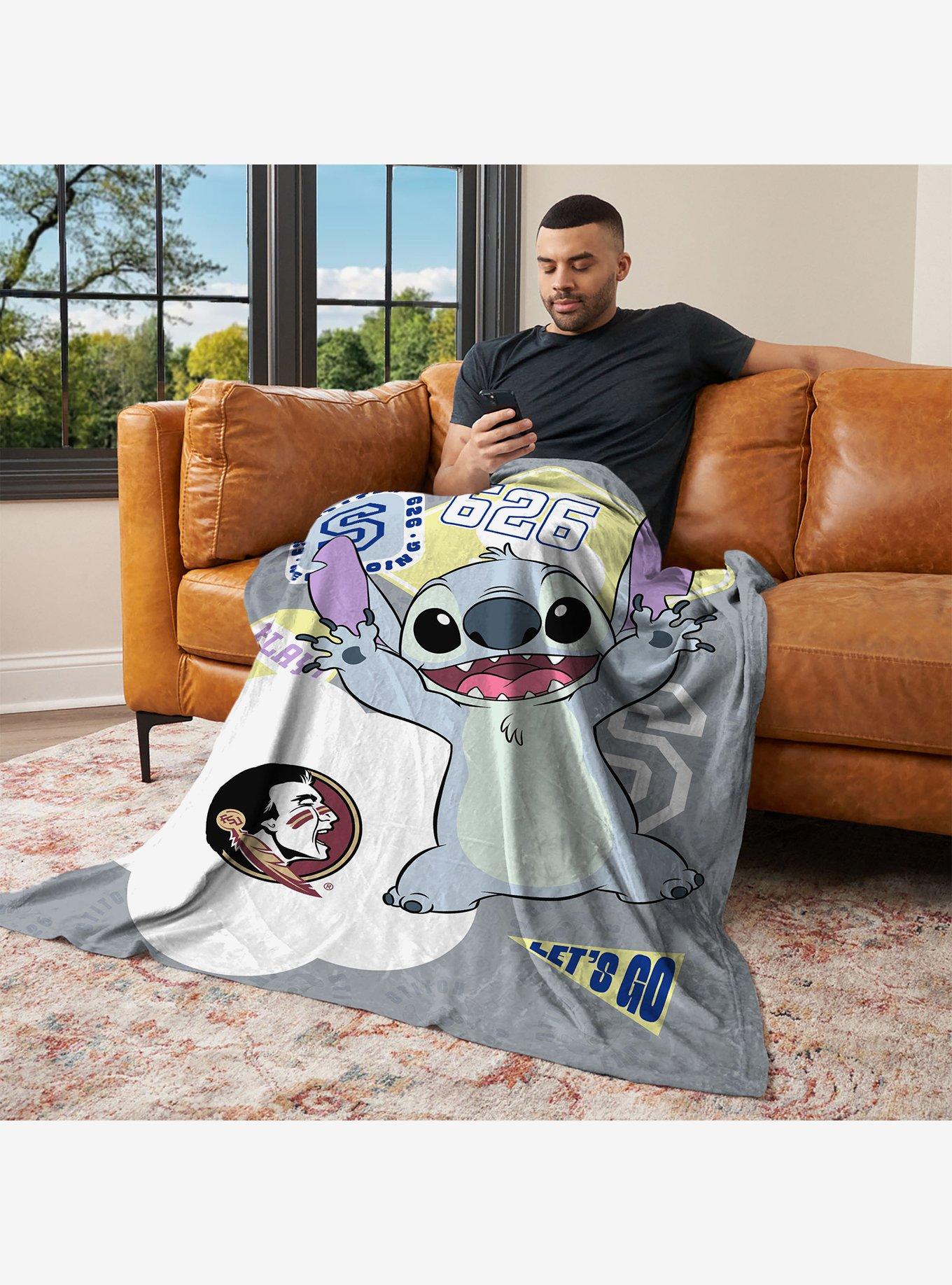 NCAA Florida State University Disney Lilo & Stitch Stickers Grey Silk Touch Throw Blanket, , alternate - view 3