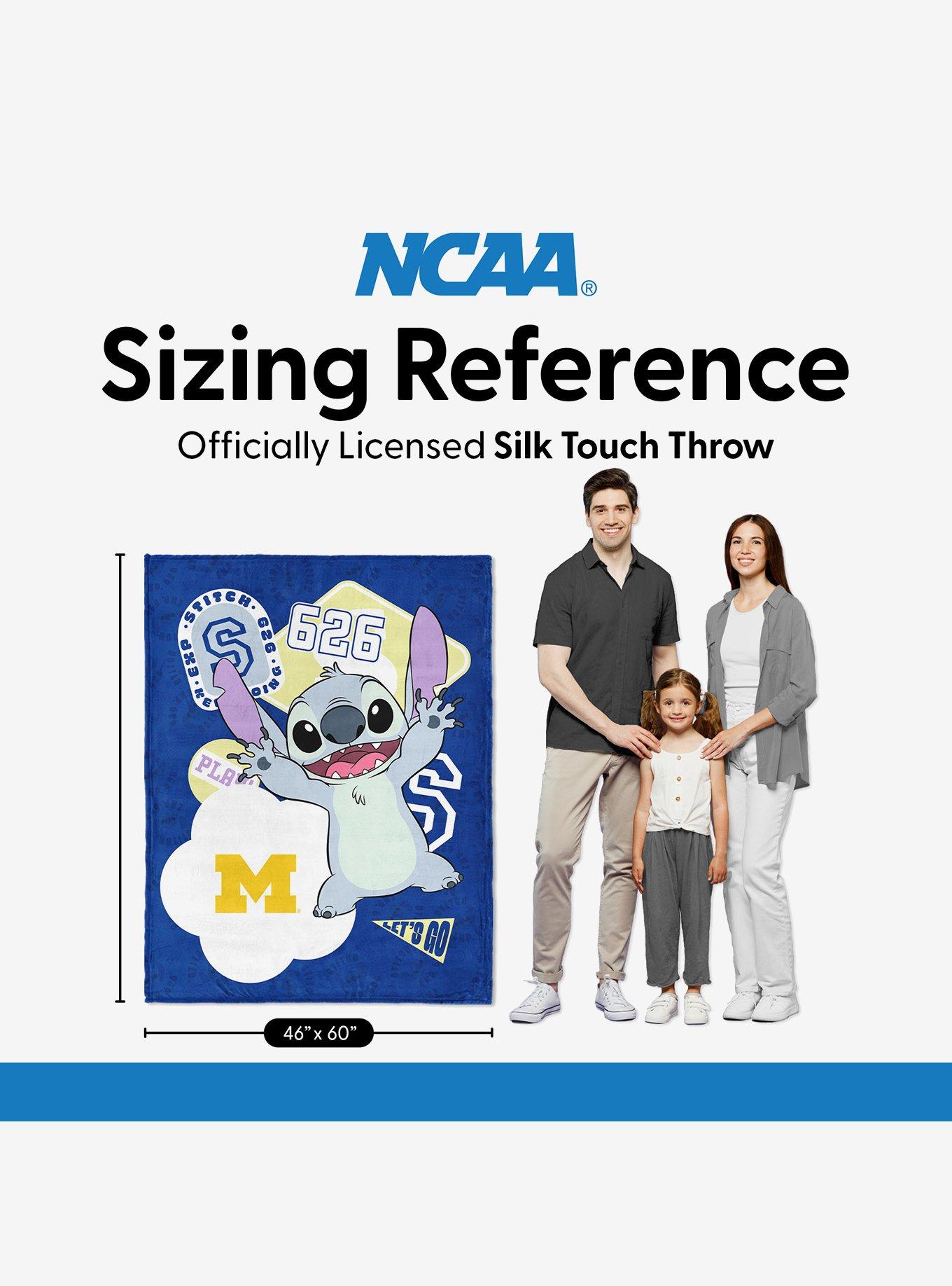 NCAA University of Michigan Disney Lilo & Stitch Stickers Royal Silk Touch Throw Blanket, , alternate - view 6