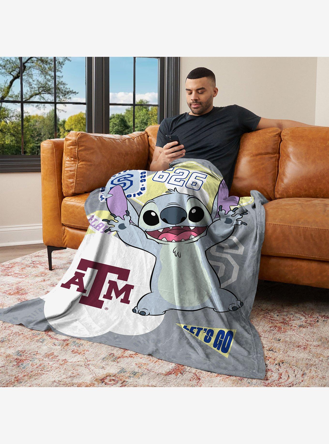 NCAA Texas A&M University Disney Lilo & Stitch Stickers Grey Silk Touch Throw Blanket, , alternate - view 3