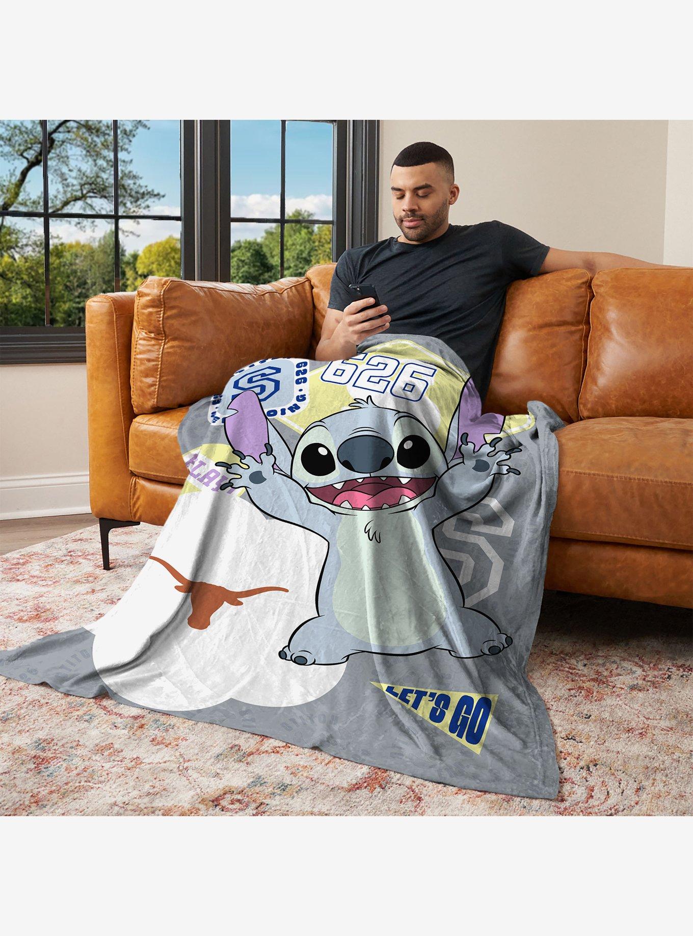 NCAA University of Texas Disney Lilo & Stitch Stickers Grey Silk Touch Throw Blanket, , alternate - view 3