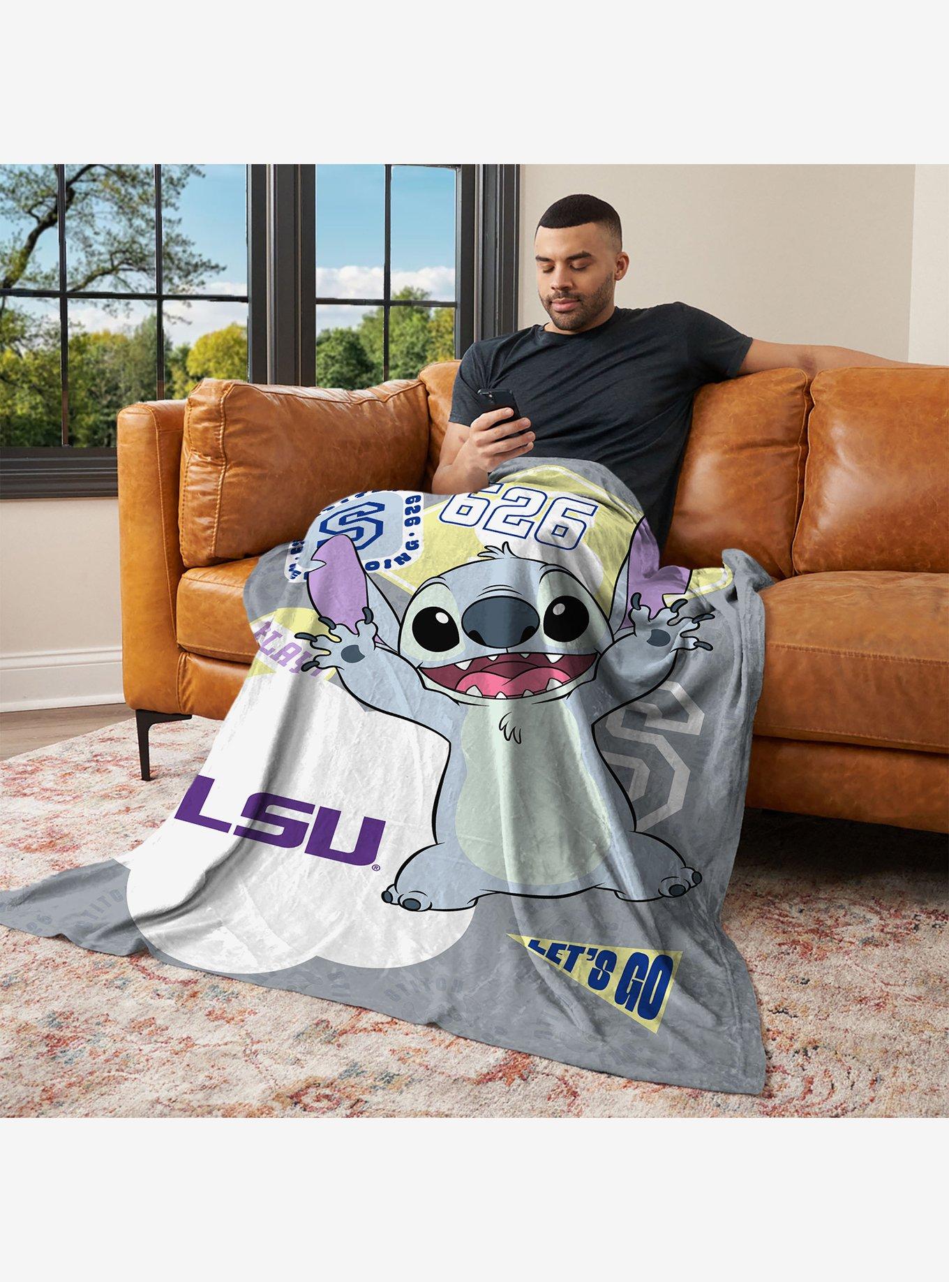 NCAA Louisiana State University Disney Lilo & Stitch Stickers Grey Silk Touch Throw Blanket, , alternate - view 3