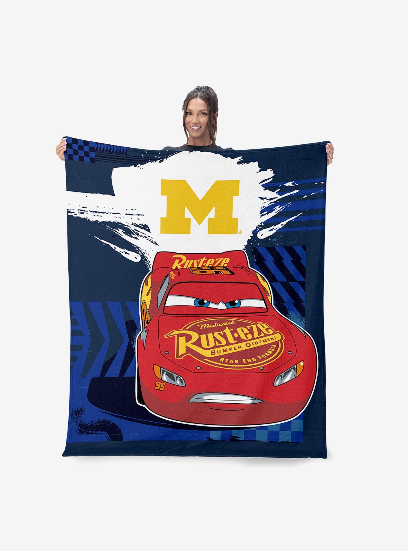 NCAA University of Michigan Disney Cars Lap Time Navy Silk Touch Throw Blanket, , alternate - view 2