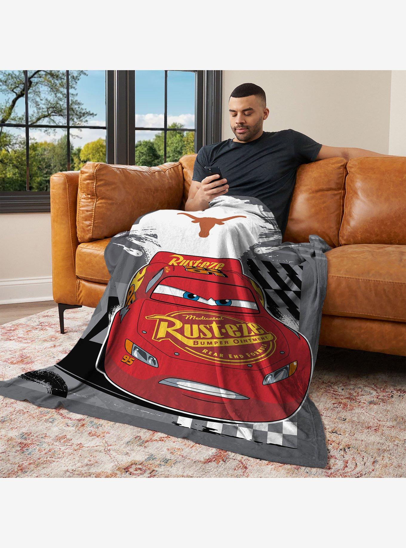 NCAA University of Texas Disney Cars Lap Time Grey Silk Touch Throw Blanket, , alternate - view 3