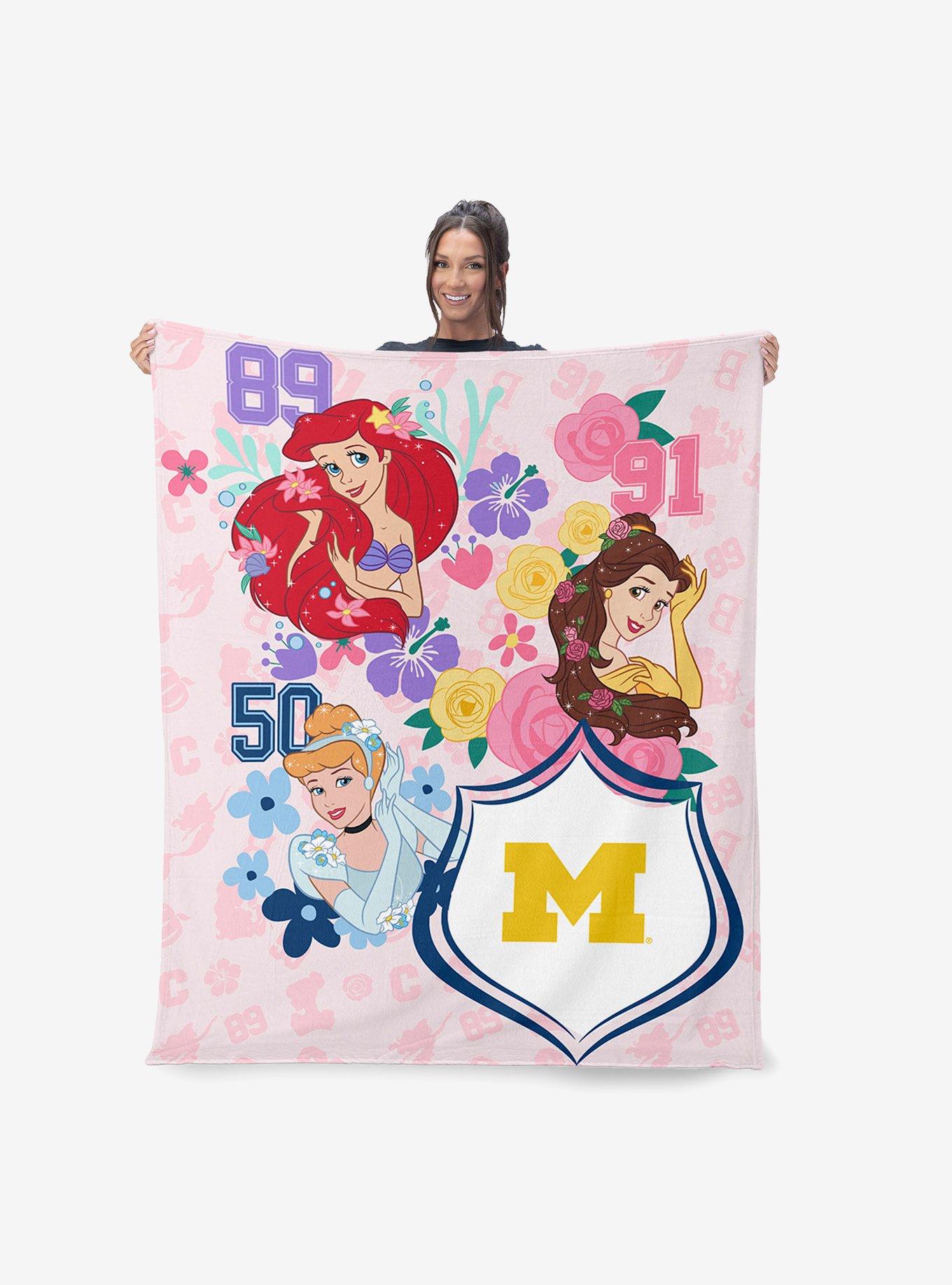 NCAA University of Michigan Disney Princesses Game On Girls Pink Silk Touch Throw Blanket, , alternate - view 2