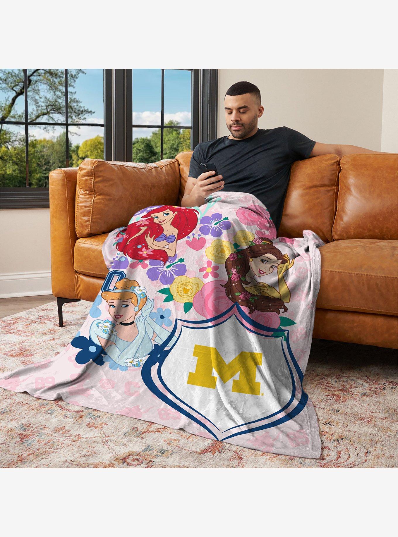 NCAA University of Michigan Disney Princesses Game On Girls Pink Silk Touch Throw Blanket, , alternate - view 3