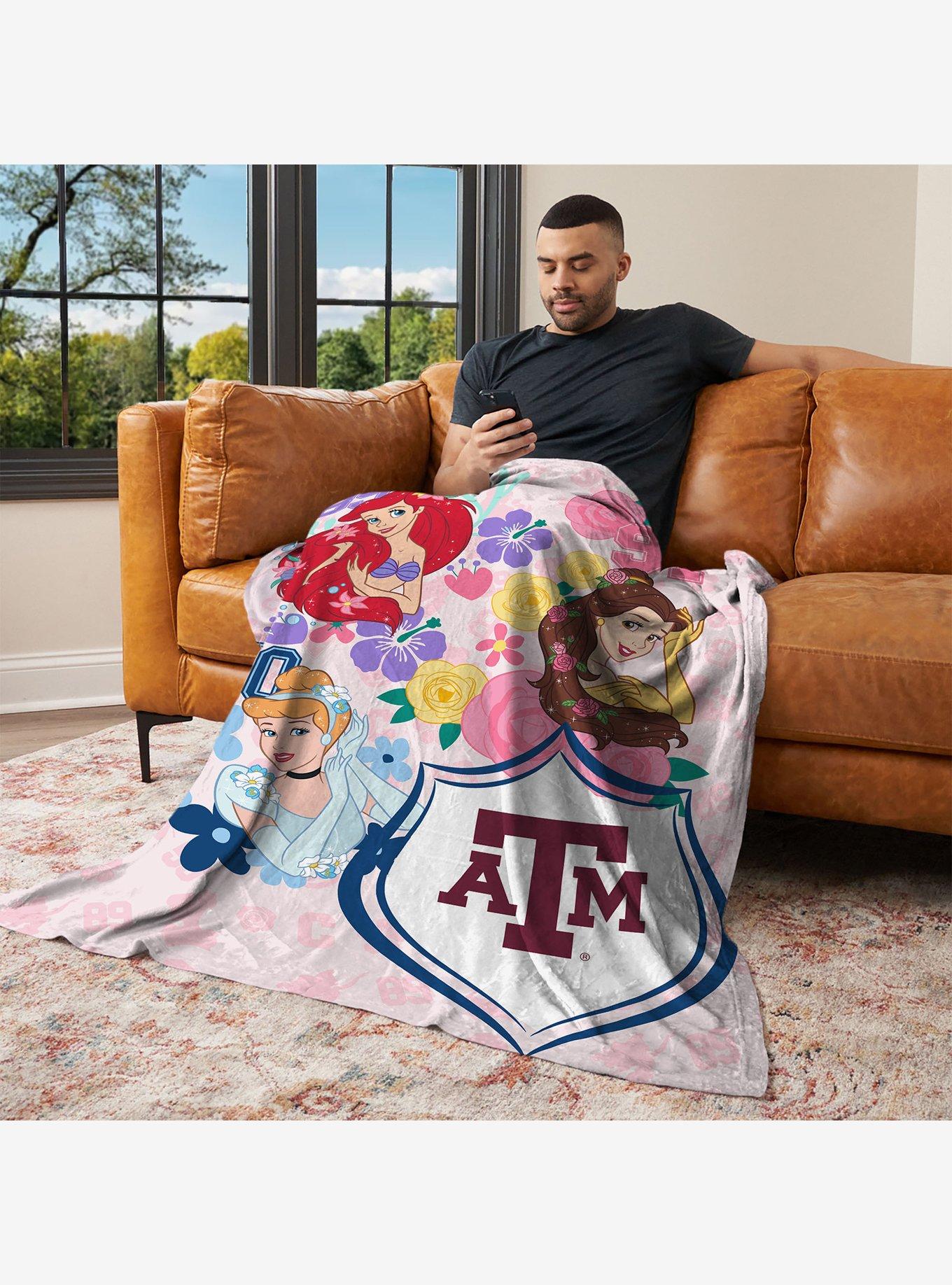 NCAA Texas A&M University Disney Princesses Game On Girls Pink Silk Touch Throw Blanket, , alternate - view 3