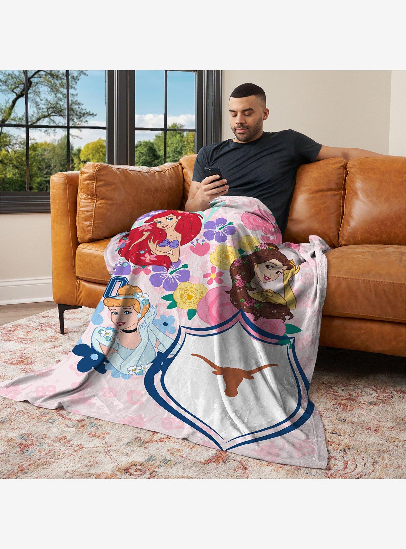 NCAA University of Texas Disney Princesses Game On Girls Pink Silk Touch Throw Blanket, , alternate - view 3