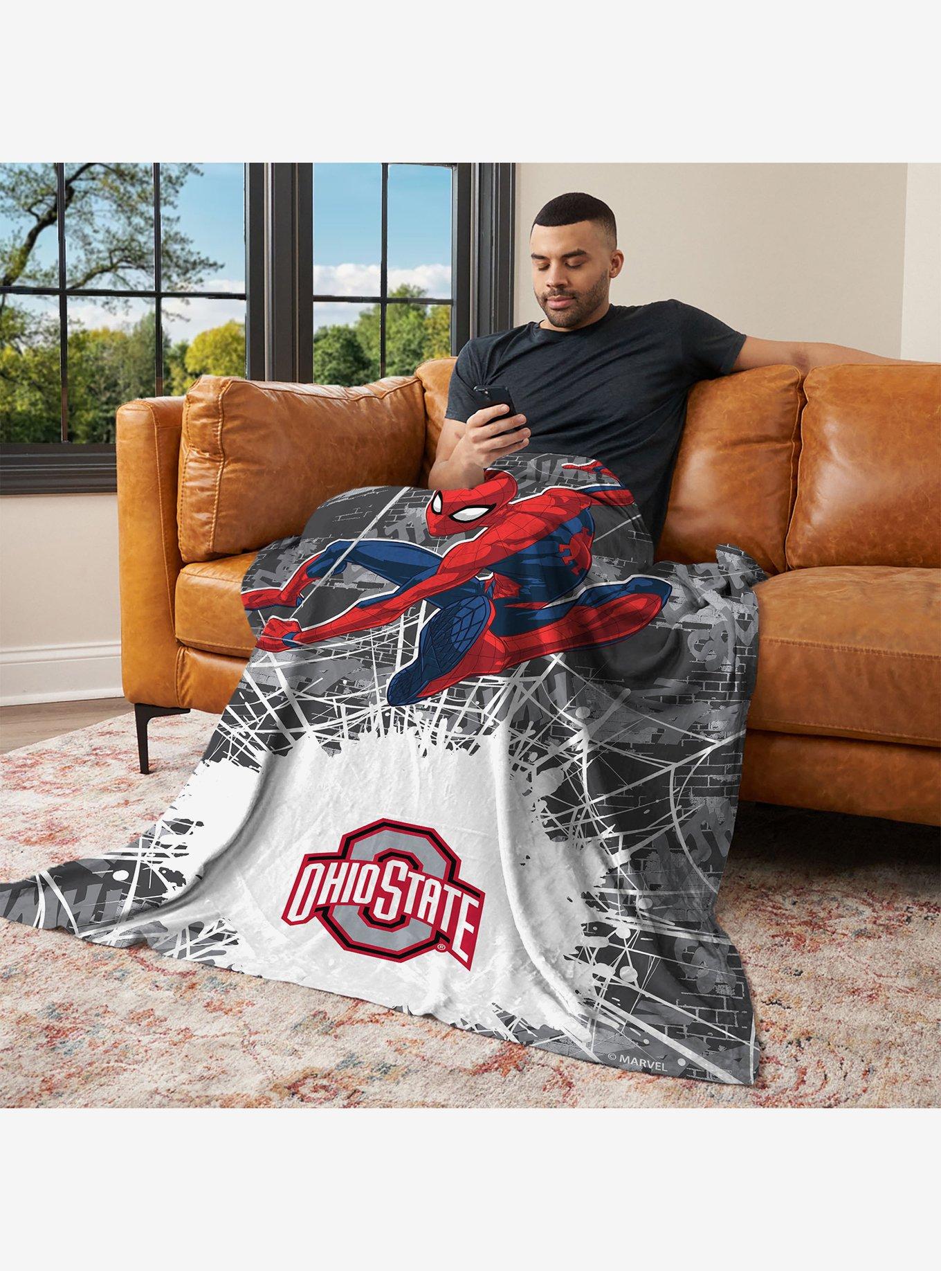 NCAA Ohio State University Marvel Spider Man Web Sling Grey Silk Touch Throw Blanket, , alternate - view 3