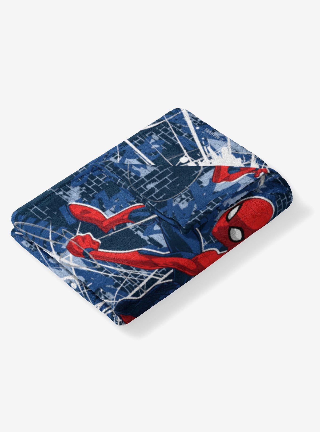 NCAA University of Michigan Marvel Spider Man Web Sling Navy Silk Touch Throw Blanket, , alternate - view 4
