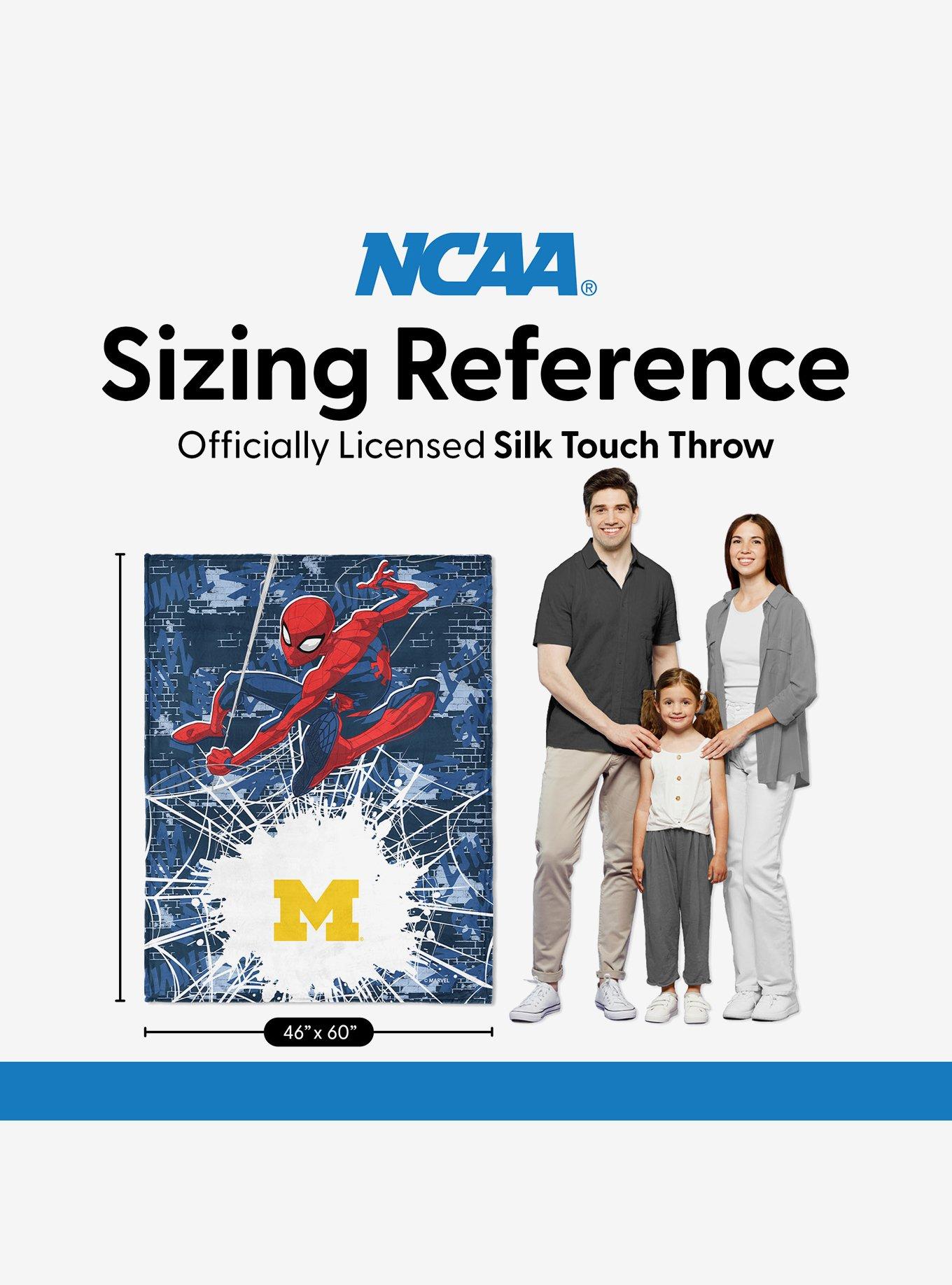 NCAA University of Michigan Marvel Spider Man Web Sling Navy Silk Touch Throw Blanket, , alternate - view 6