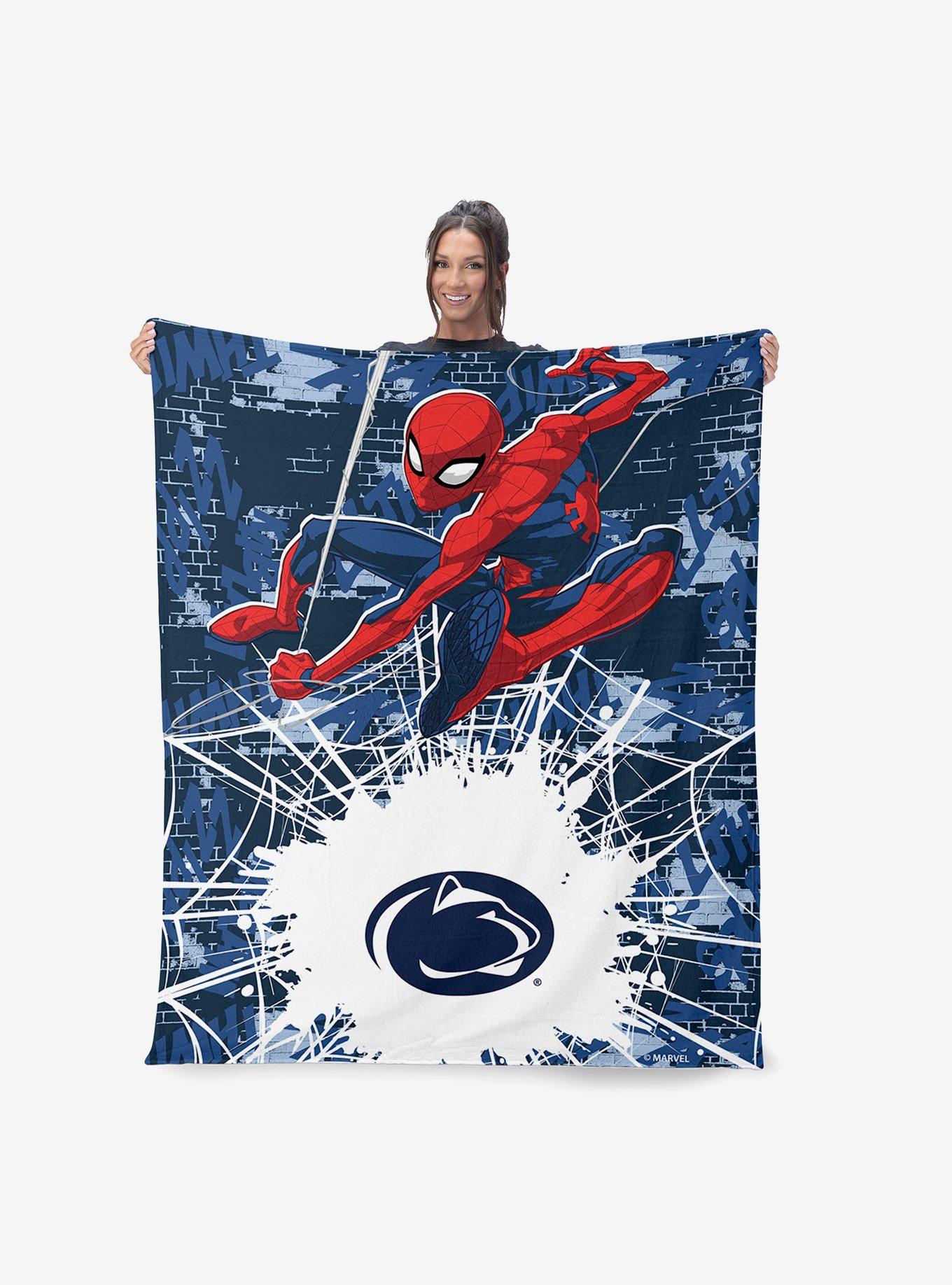 NCAA Penn State University Marvel Spider Man Web Sling Navy Silk Touch Throw Blanket, , alternate - view 2