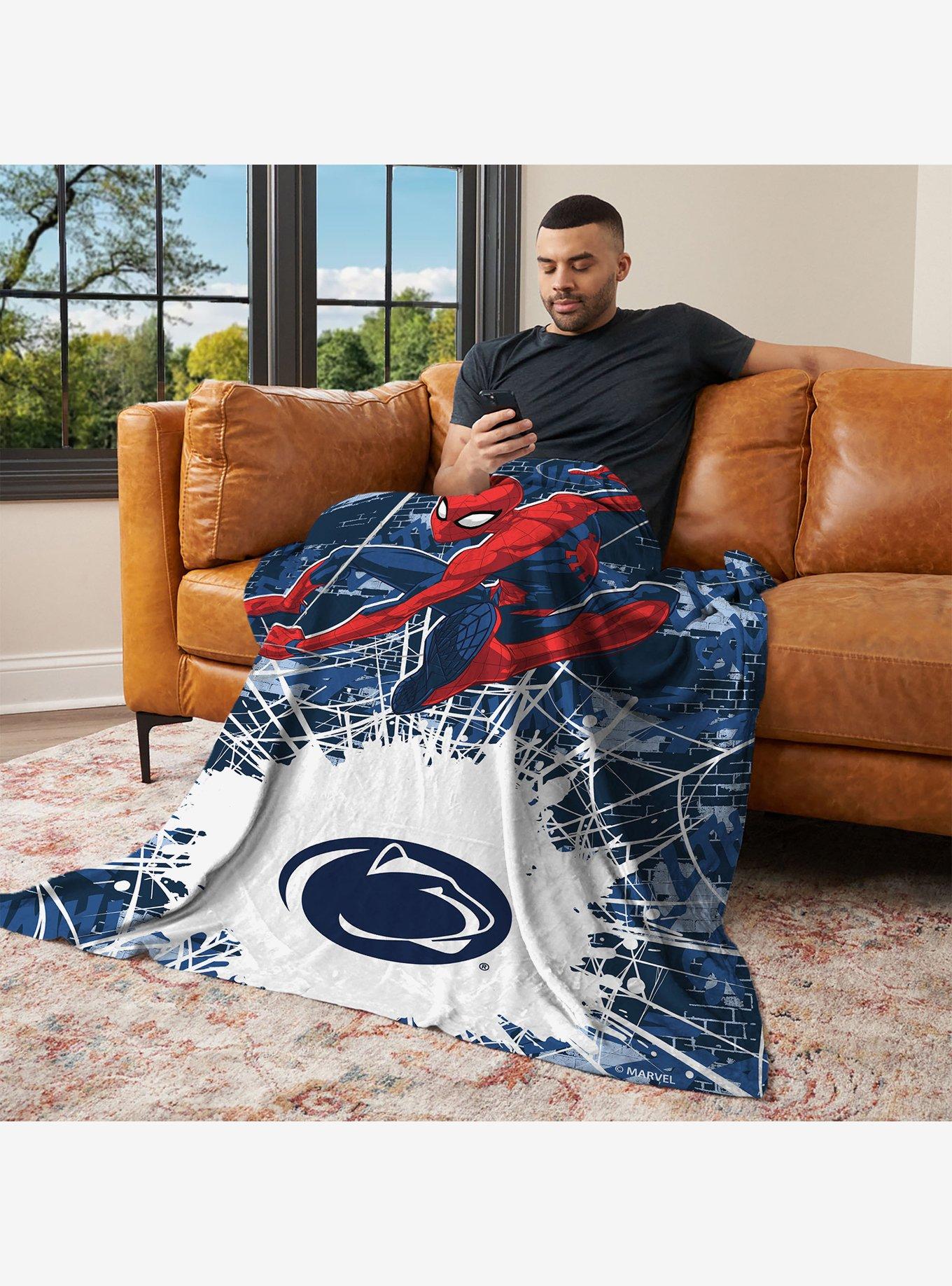 NCAA Penn State University Marvel Spider Man Web Sling Navy Silk Touch Throw Blanket, , alternate - view 3