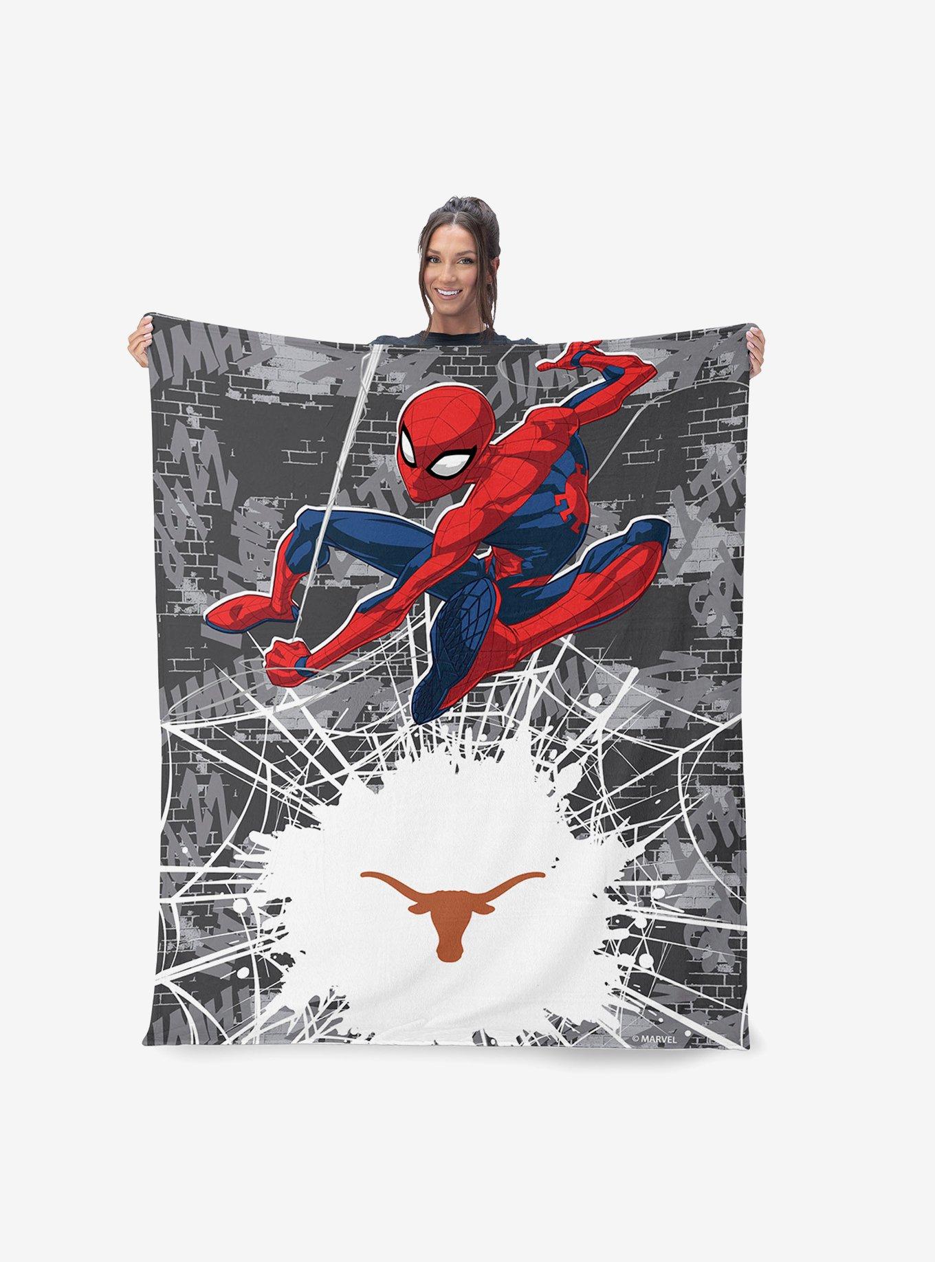 NCAA University of Texas Marvel Spider Man Web Sling Grey Silk Touch Throw Blanket, , alternate - view 2