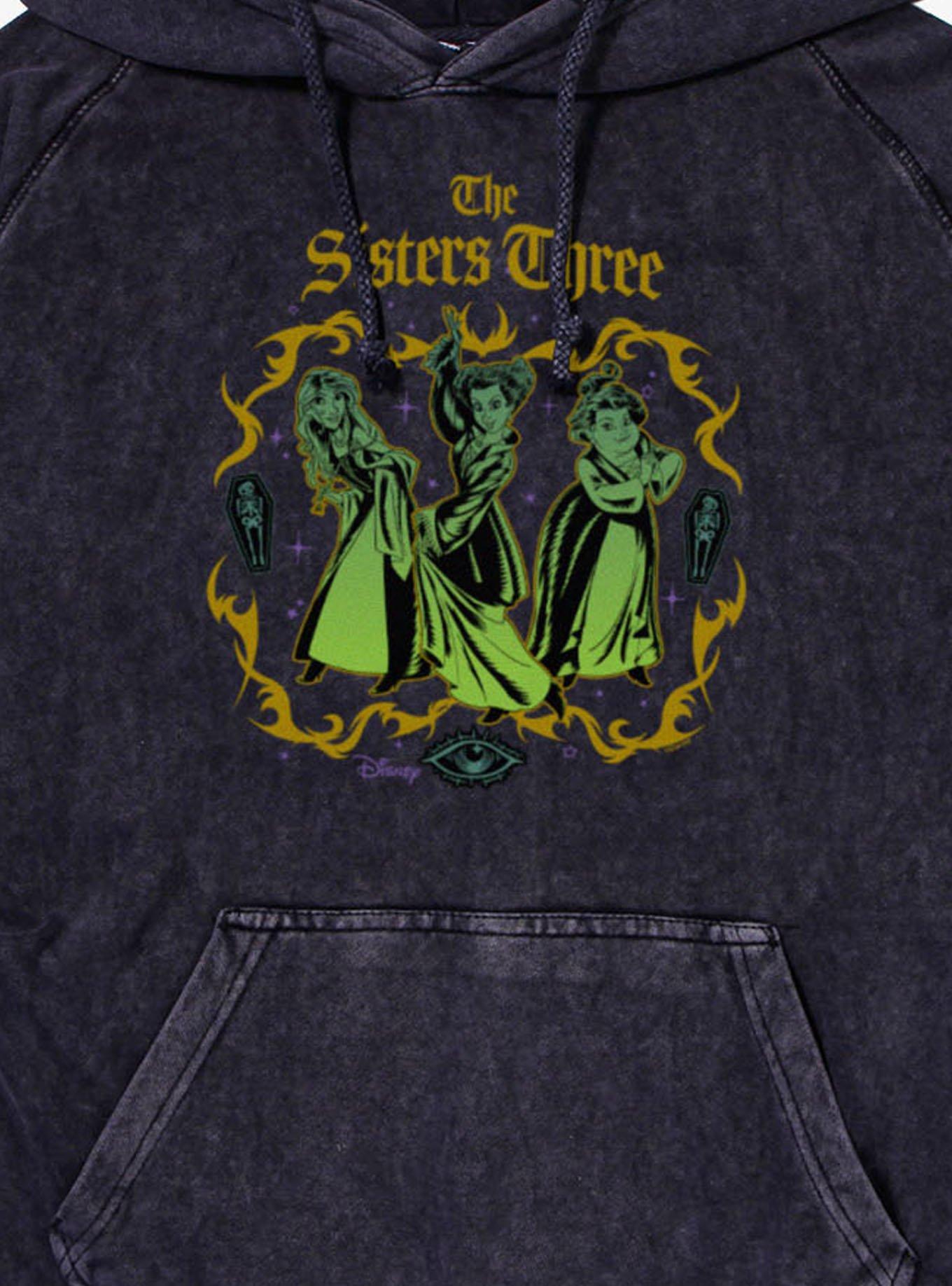 Disney Hocus Pocus Sisters Three With Casket Mineral Wash Hoodie, VINTAGE BLACK, alternate - view 2