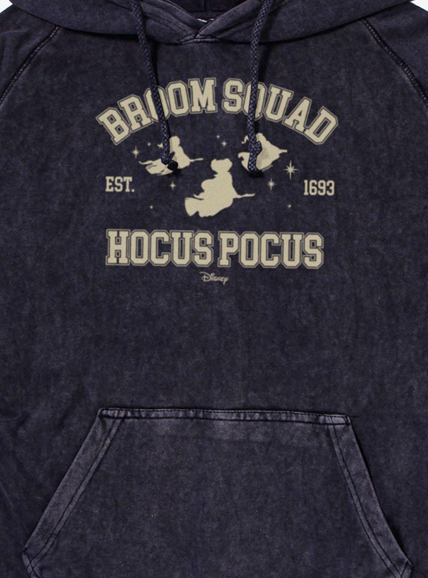 Disney Hocus Pocus Broom Squad Est 1693 Witches Silhouettes Mineral Wash Hoodie, VINTAGE BLACK, alternate - view 2