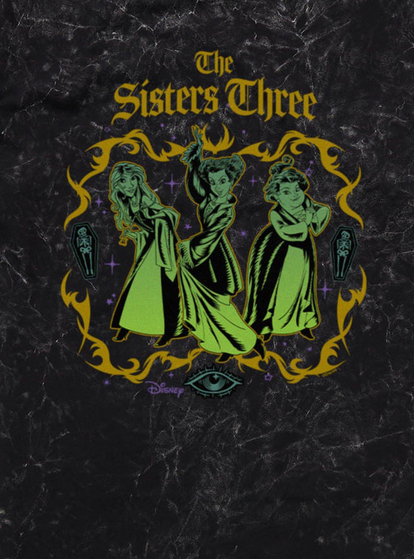 Disney Hocus Pocus Sisters Three With Casket Mineral Wash T-Shirt, BLACK MINERAL WASH, alternate - view 2