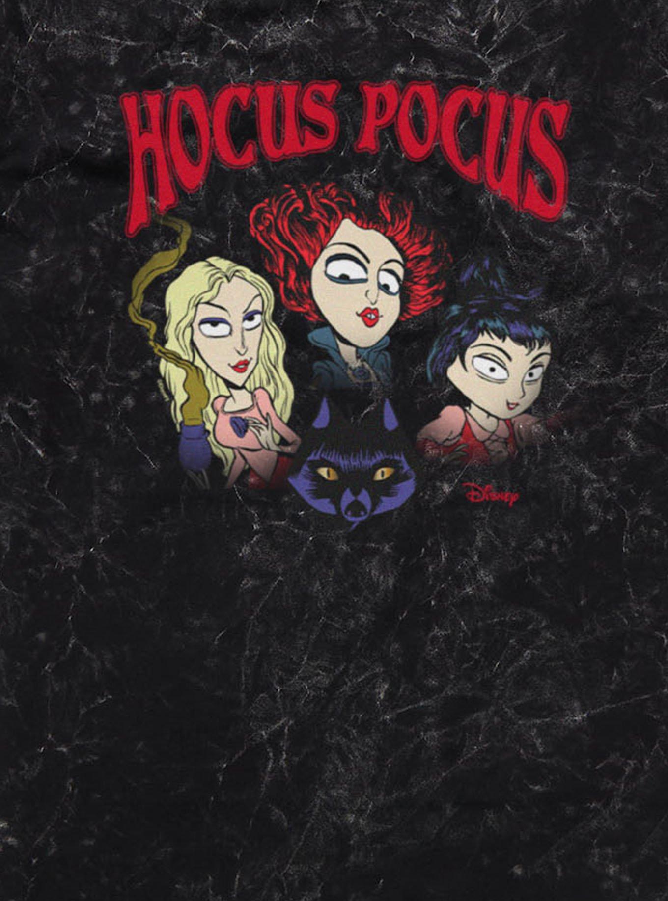 Disney Hocus Pocus Sanderson Sisters Cartoon Mineral Wash T-Shirt, BLACK MINERAL WASH, alternate - view 2