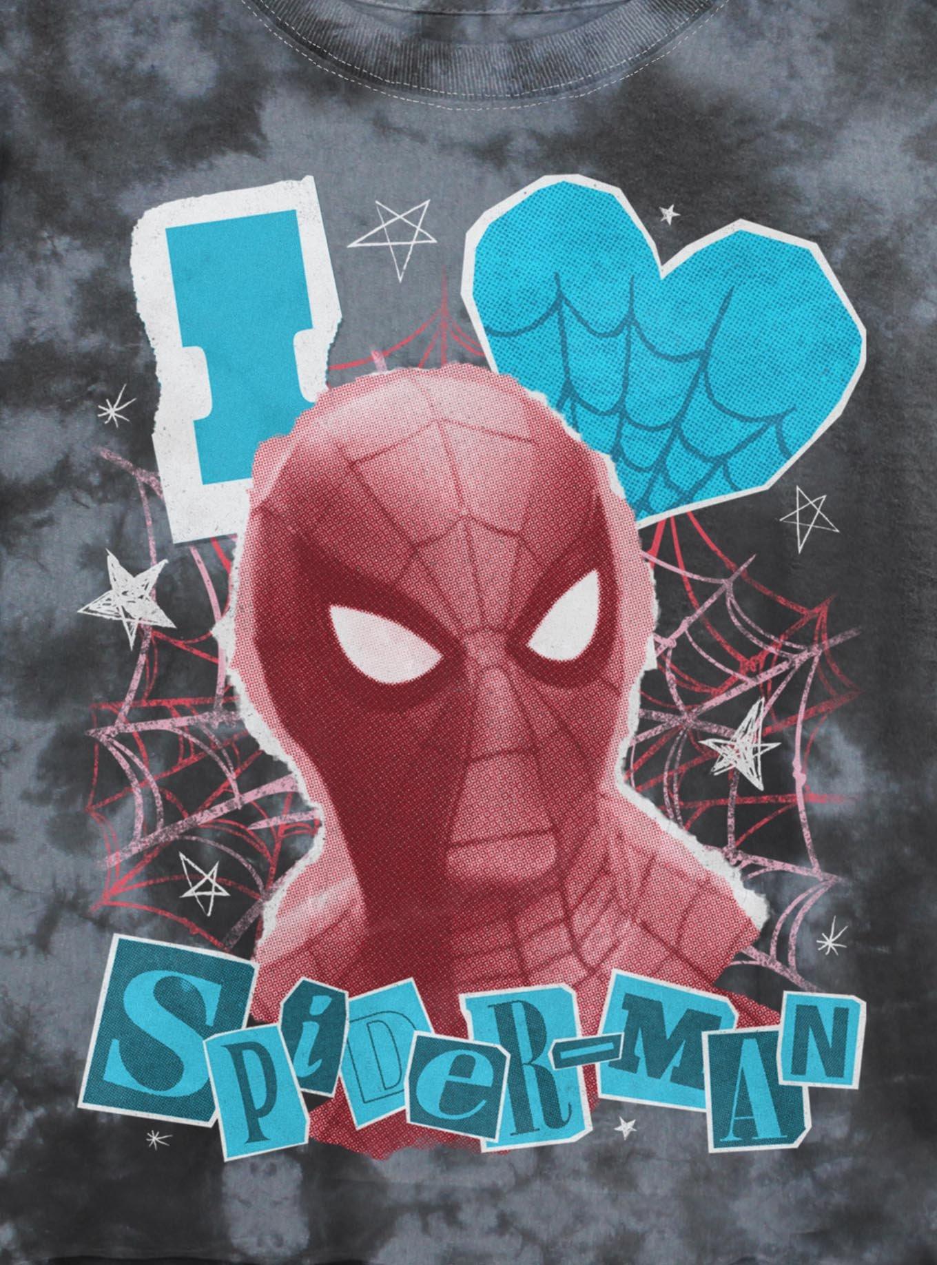 Marvel Spider-Man: Brand New Day Spider Love Girls Tie-Dye Crop T-Shirt, BLKCHAR, alternate - view 2