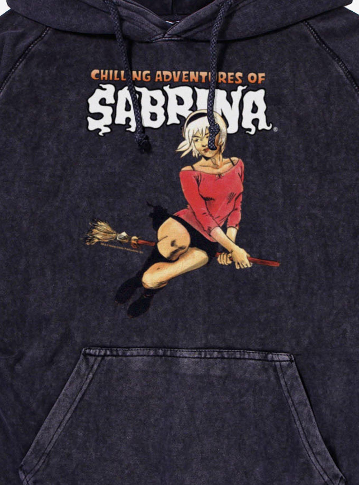 Chilling Adventures Of Sabrina On A Broom Mineral Wash Hoodie, VINTAGE BLACK, alternate - view 2