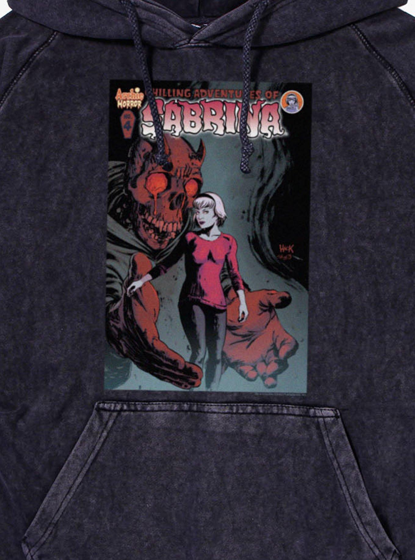 Chilling Adventures Of Sabrina Comic Cover 4 Demon With Open Arms Mineral Wash Hoodie, VINTAGE BLACK, alternate - view 2