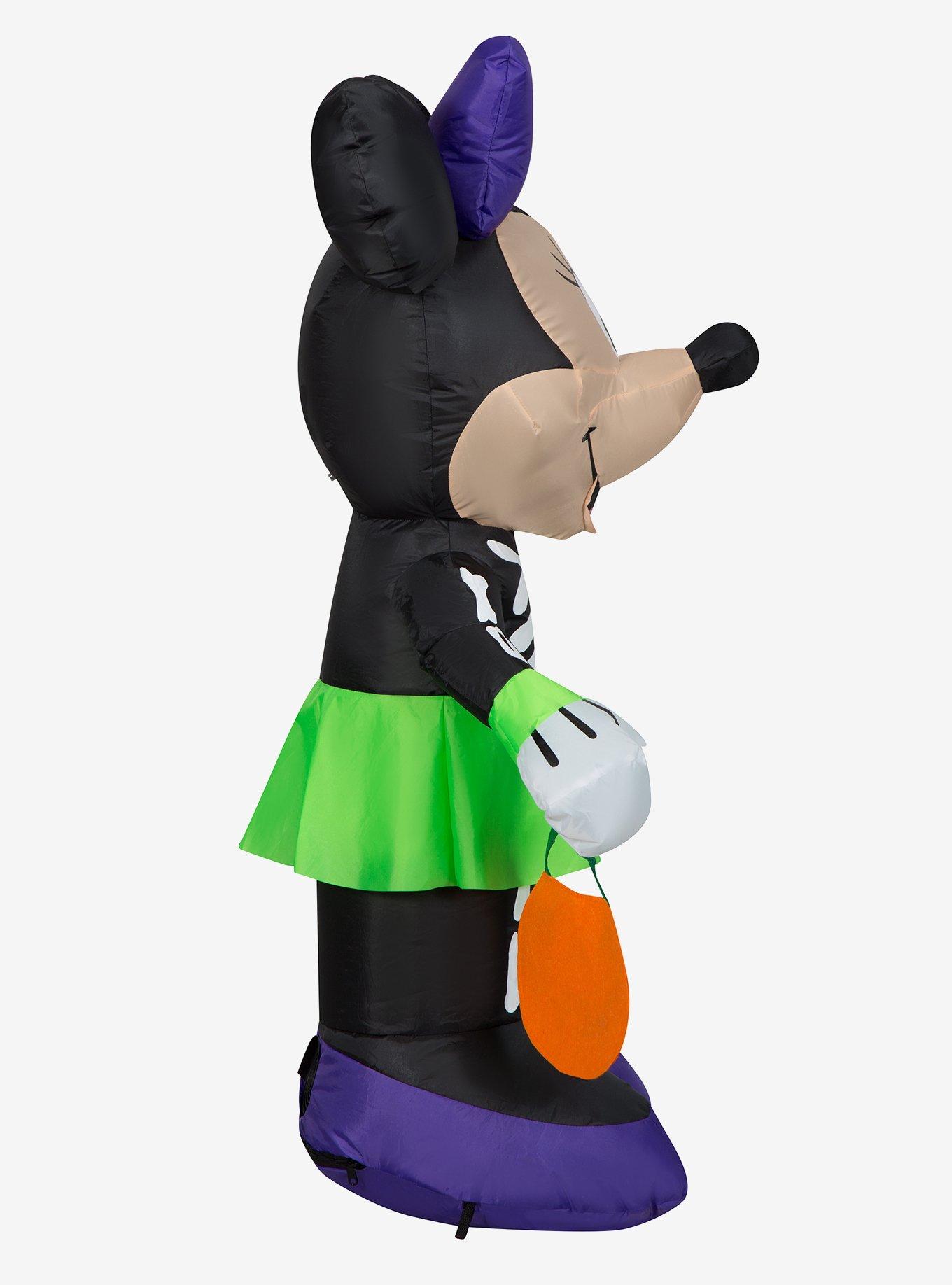 Disney Minnie Mouse Inflatable in Skeleton Costume with Pumpkin Treat Bag Airblown, , alternate - view 3