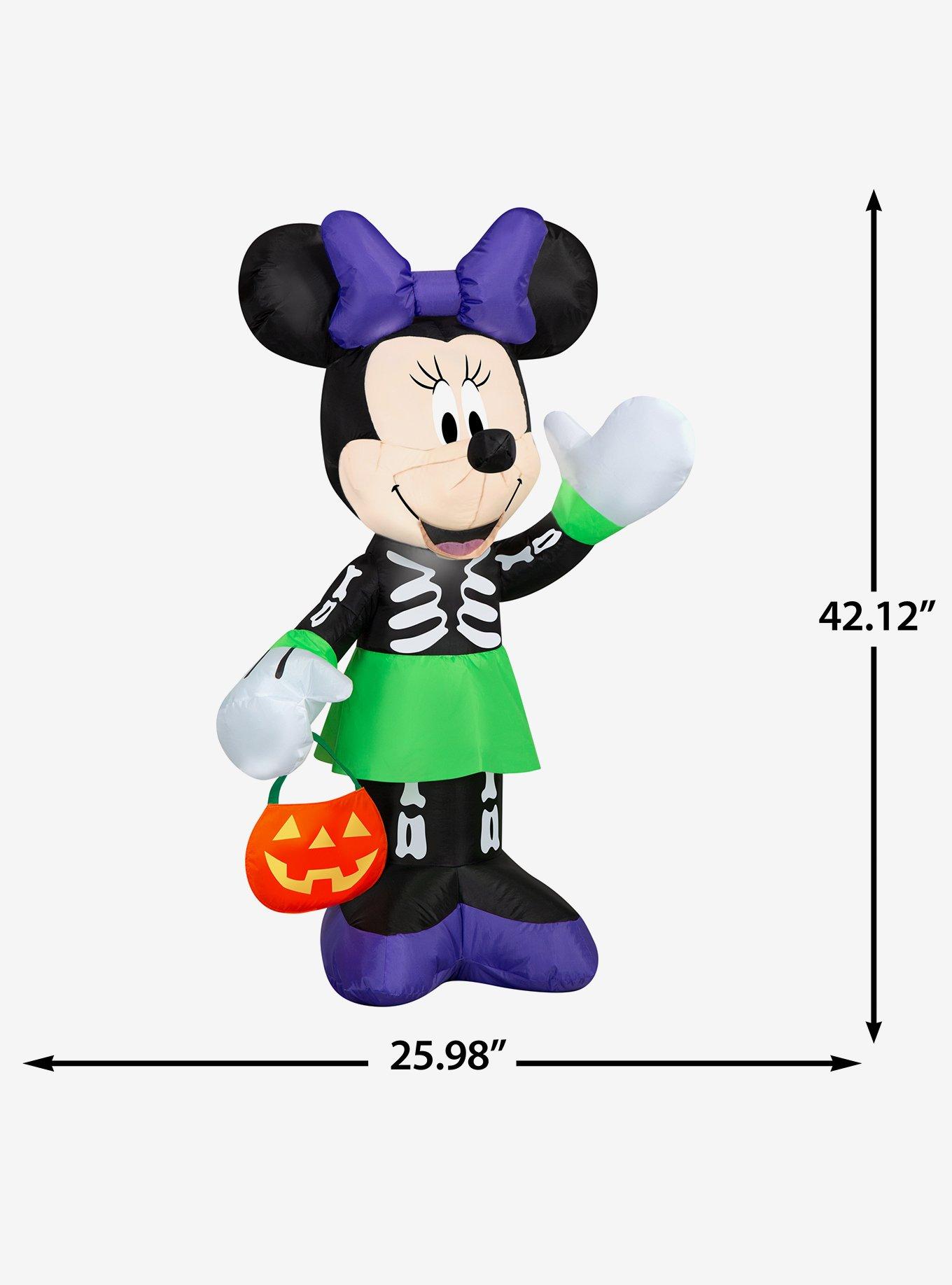 Disney Minnie Mouse Inflatable in Skeleton Costume with Pumpkin Treat Bag Airblown, , alternate - view 4