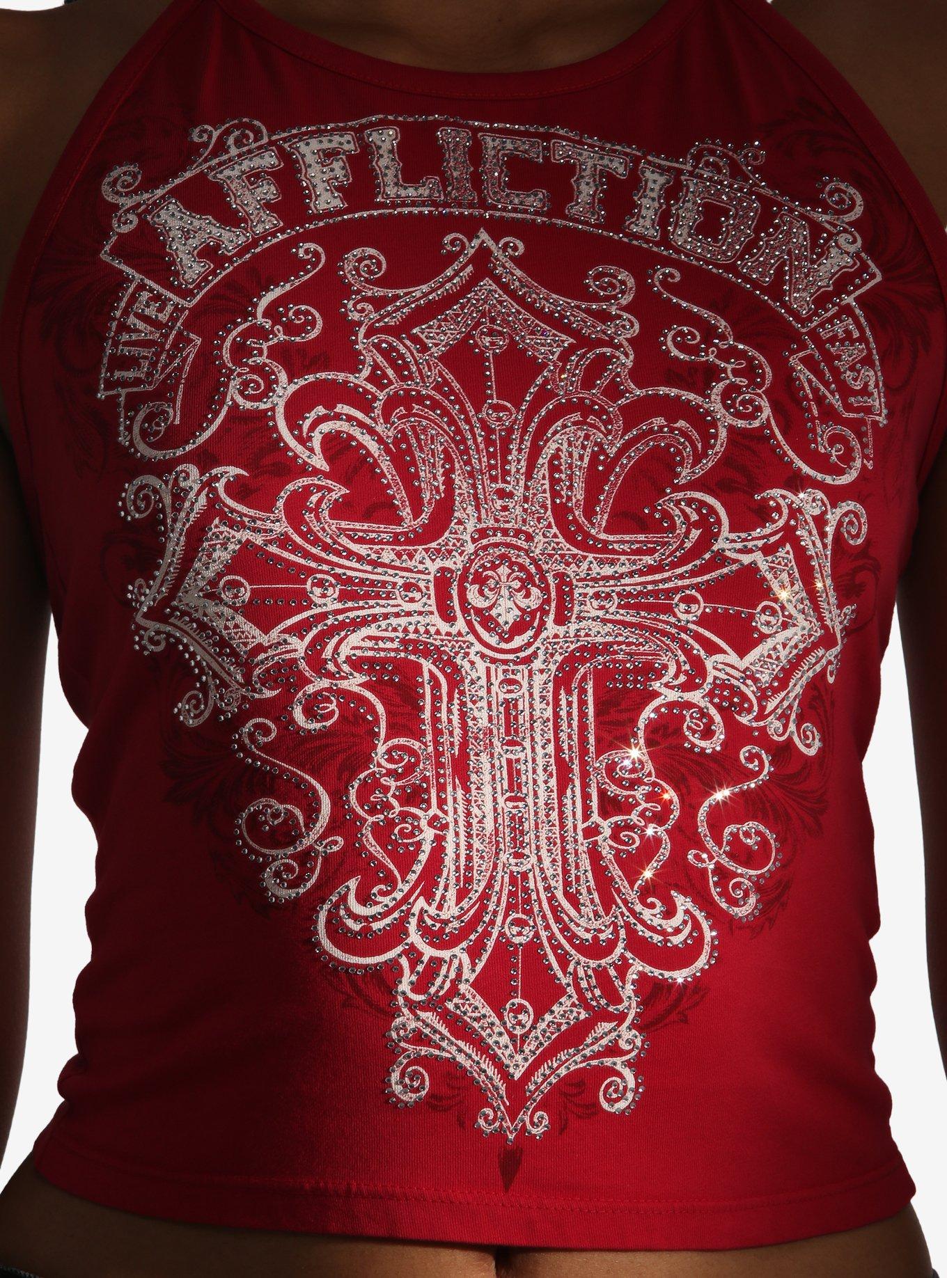 Affliction Cross Filigree Rhinestone Girls Halter Top, MULTI, alternate - view 4