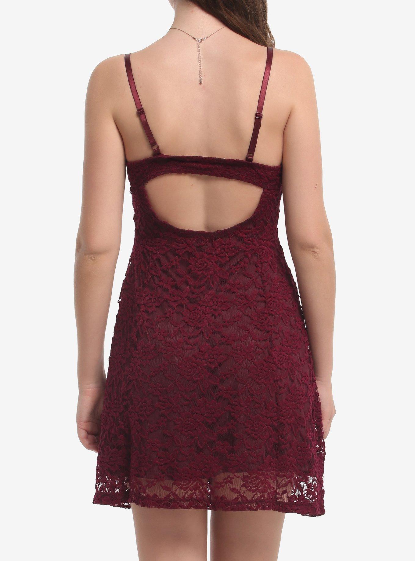 Burgundy Lace Cami Dress, MULTI, alternate - view 3