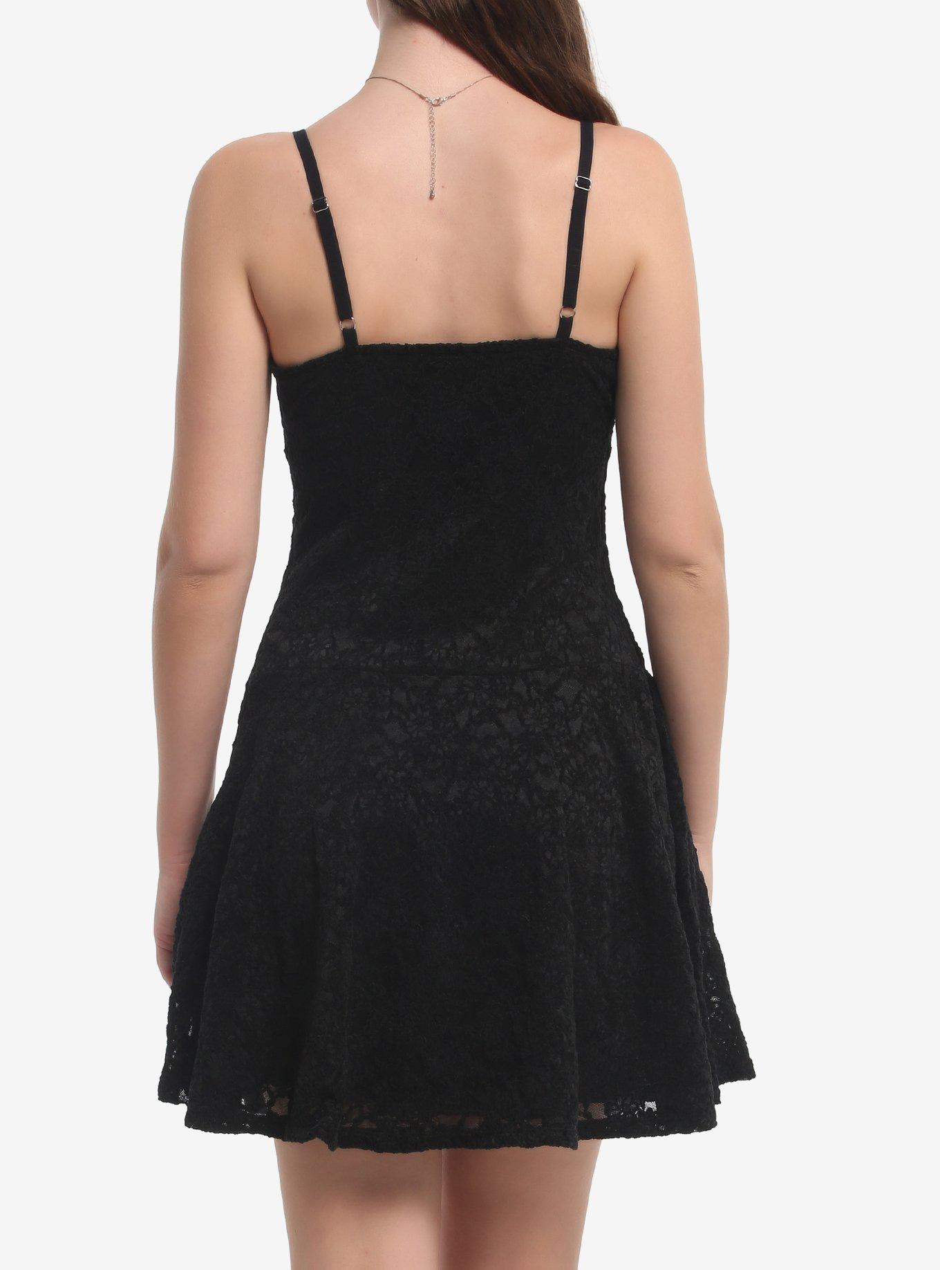 Black Rosette Lace Cami Dress, MULTI, alternate - view 3