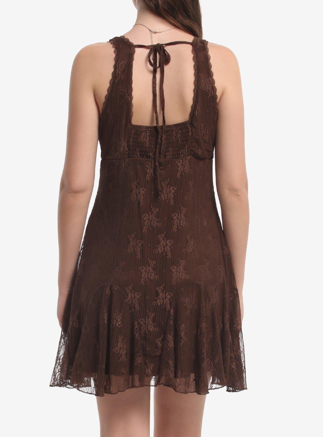 Brown Floral Lace Tank Dress, MULTI, alternate - view 3
